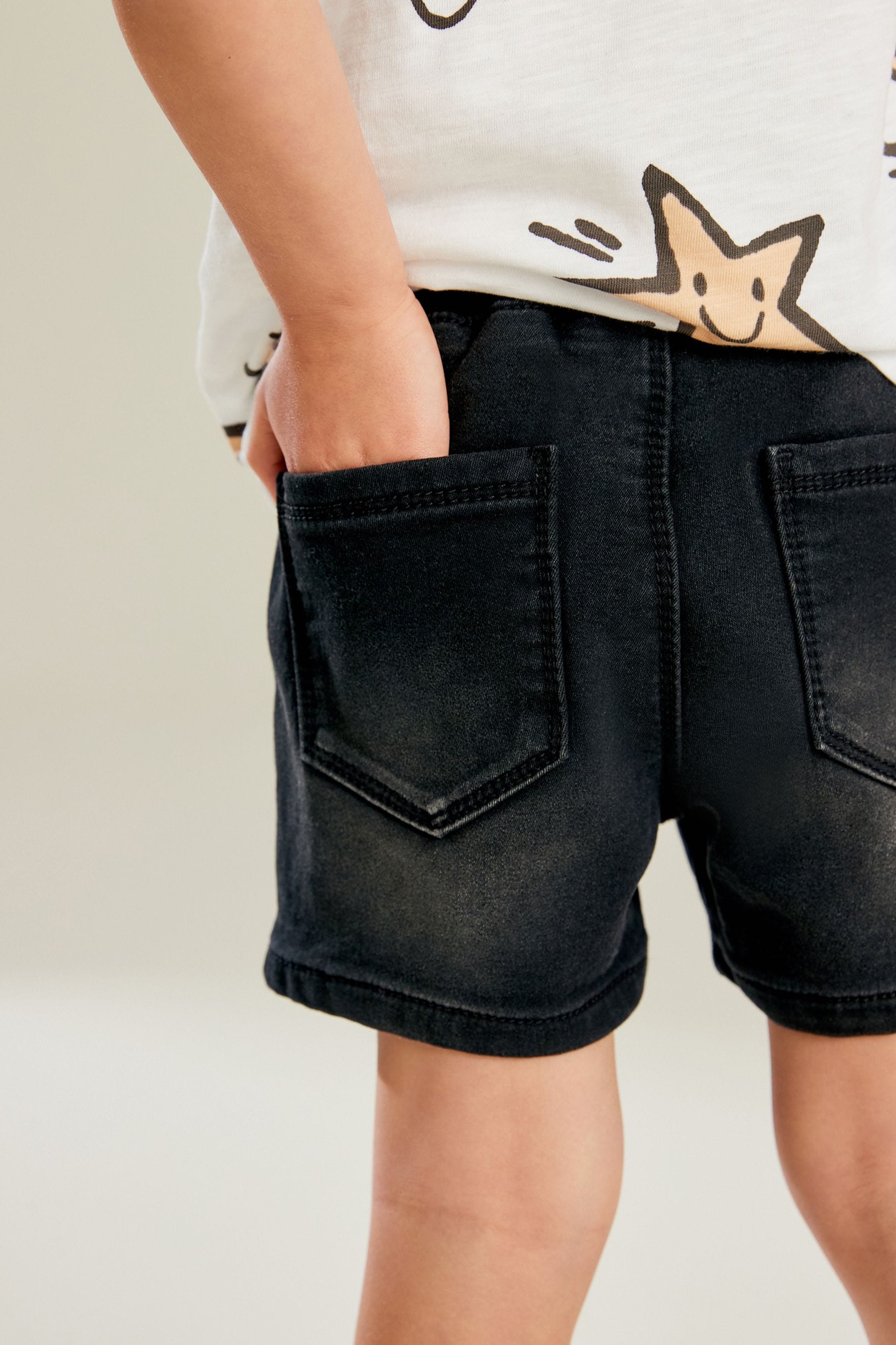 Black Jersey Denim Pull-On Shorts (3mths-7yrs)