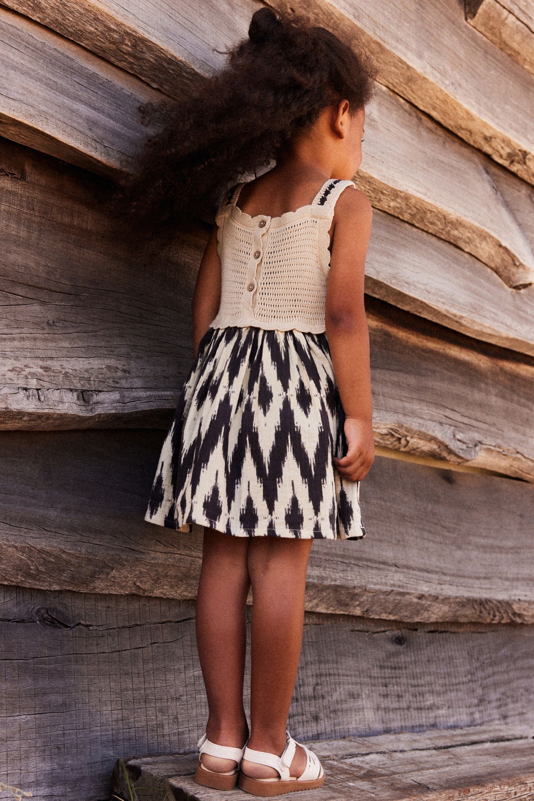 Black/White Crochet Mono Dress (3mths-7yrs)