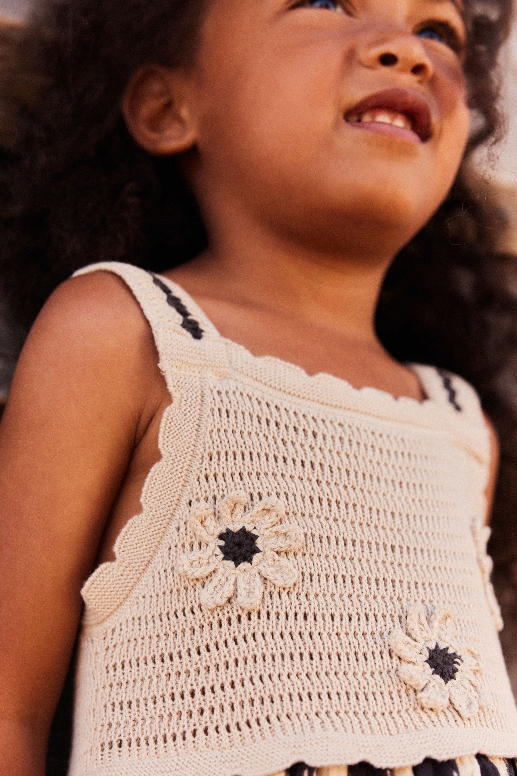 Black/White 100% Cotton Crochet Mono Dress (3mths-7yrs)