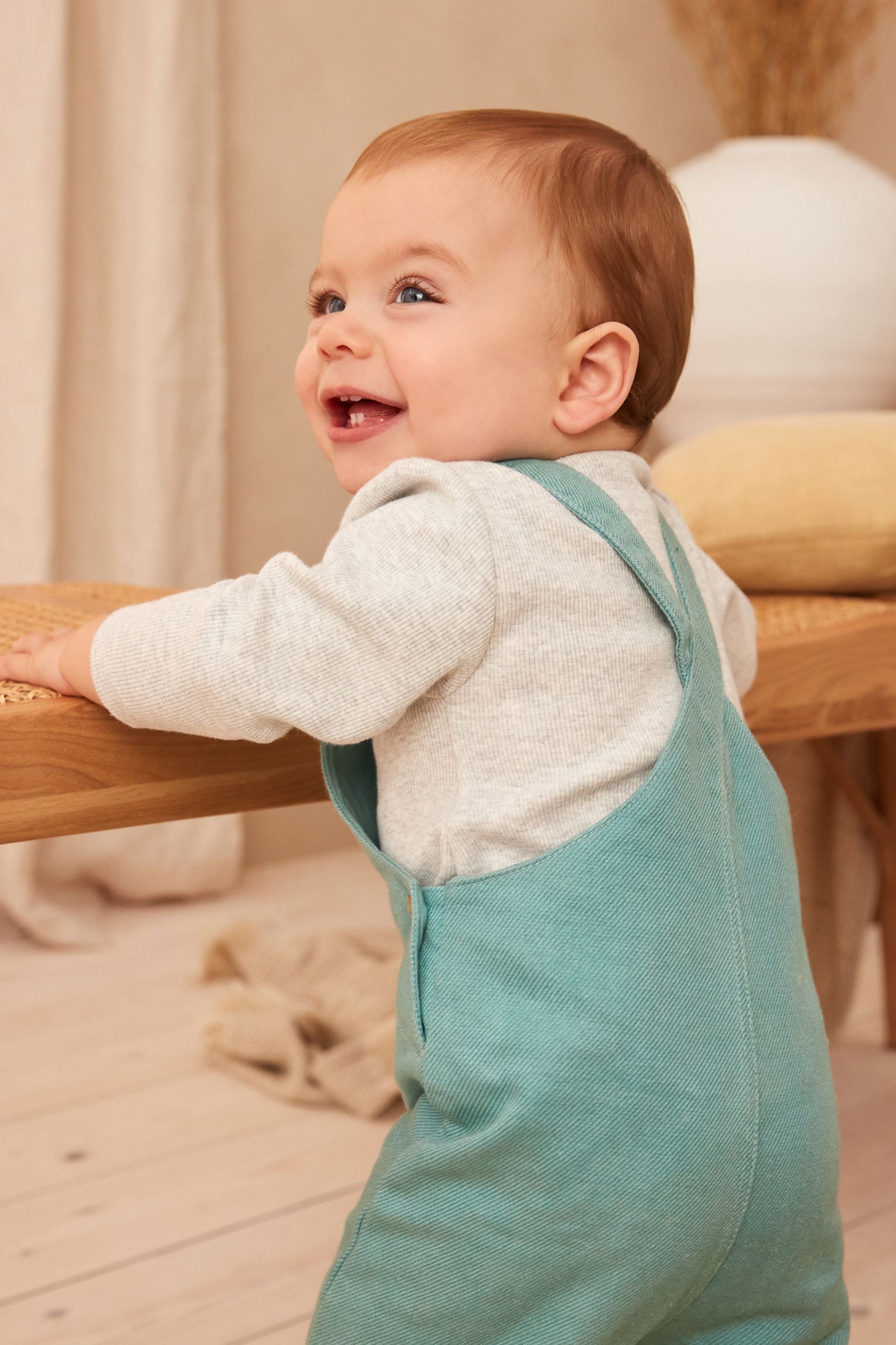 Teal Blue Baby Dungarees And Bodysuit Set (0mths-2yrs)