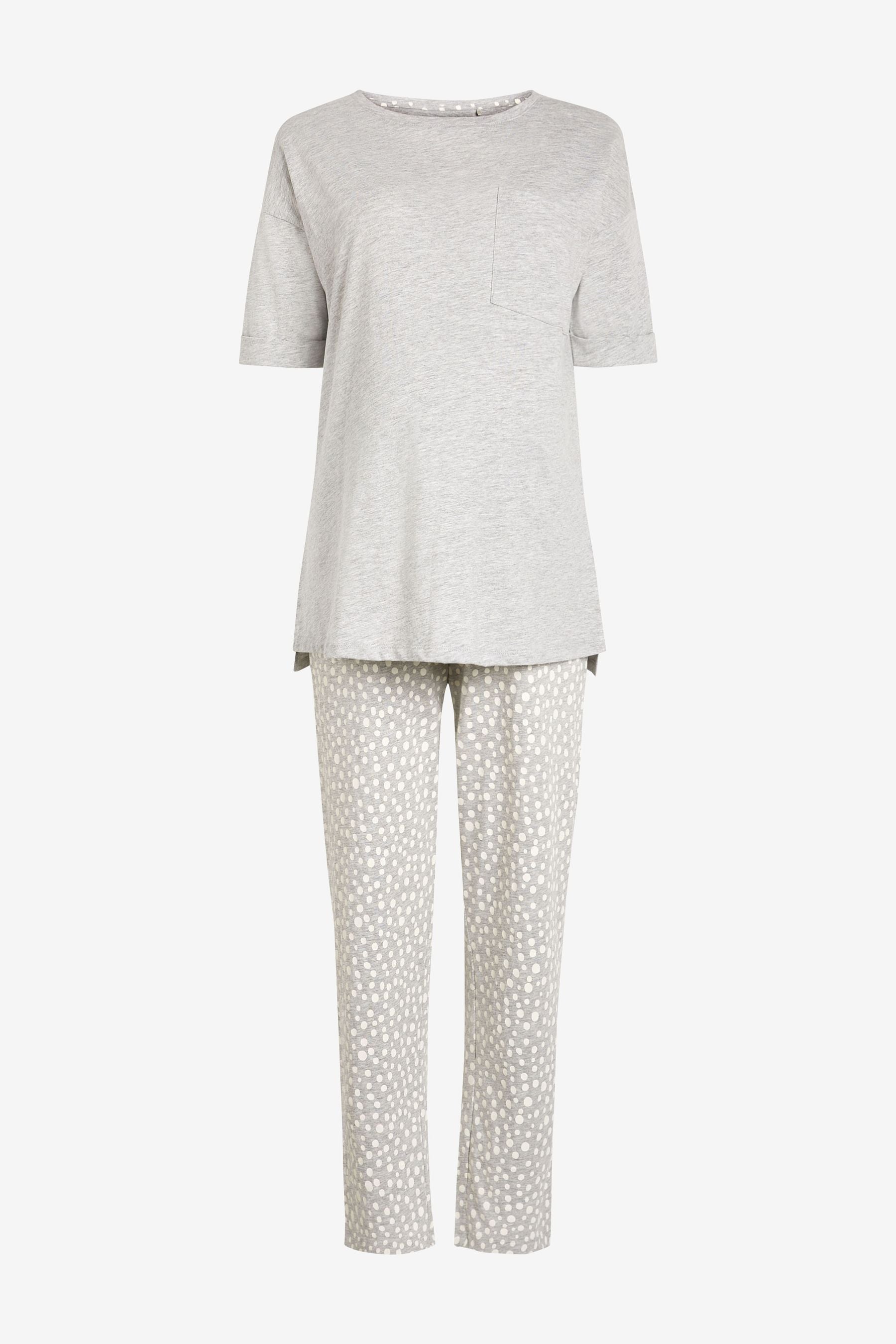 Grey Spot Maternity Cotton Pyjamas