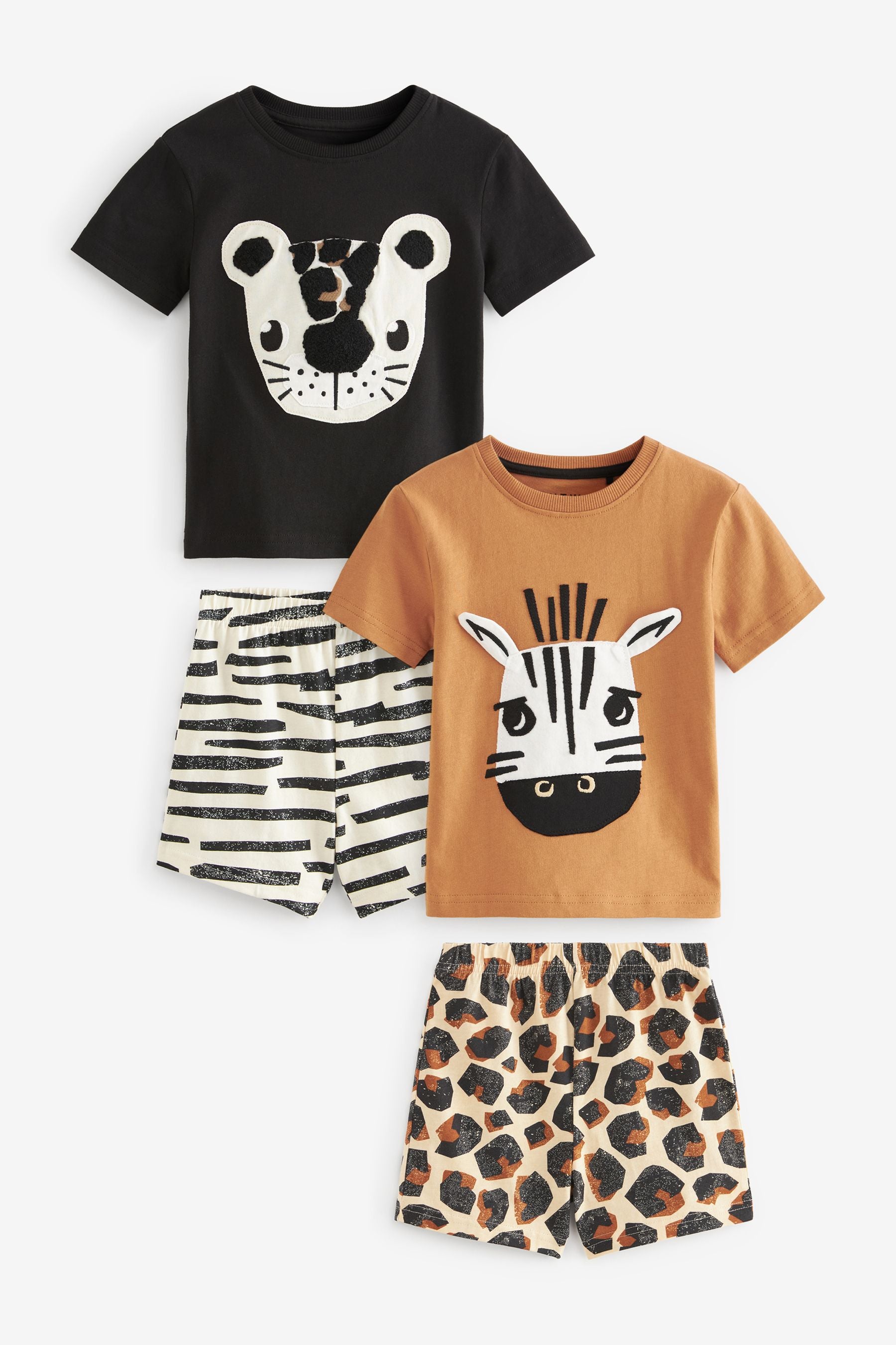 Animal Print 100% Cotton Short Pyjamas 2 Pack (9mths-8yrs)