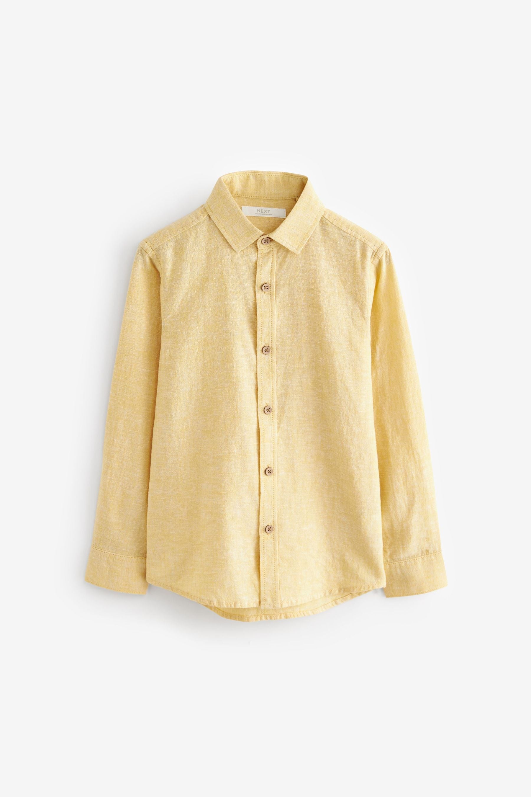 Yellow Linen Blend Long Sleeve Shirt (3-16yrs)