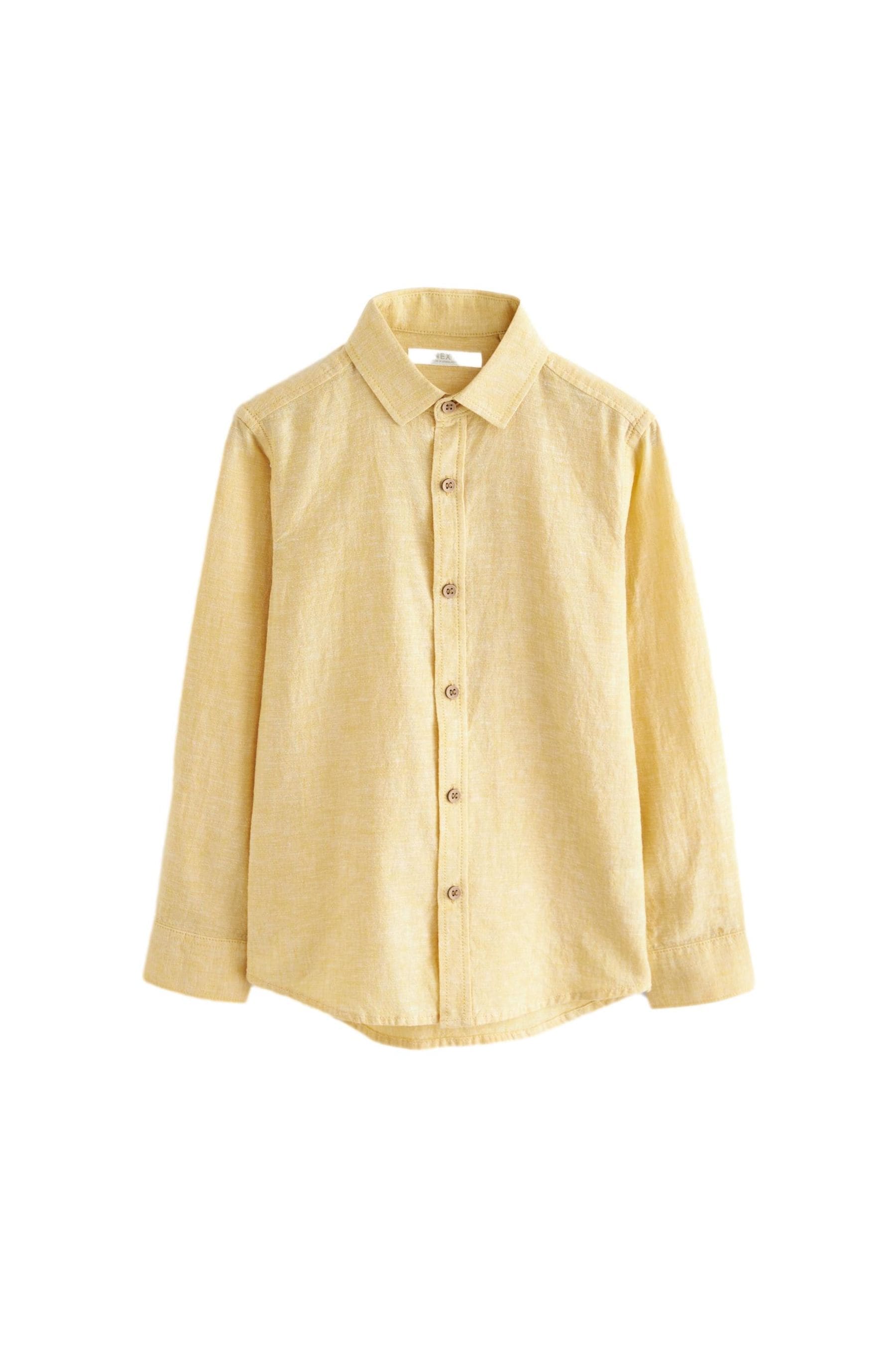 Yellow Linen Blend Long Sleeve Shirt (3-16yrs)