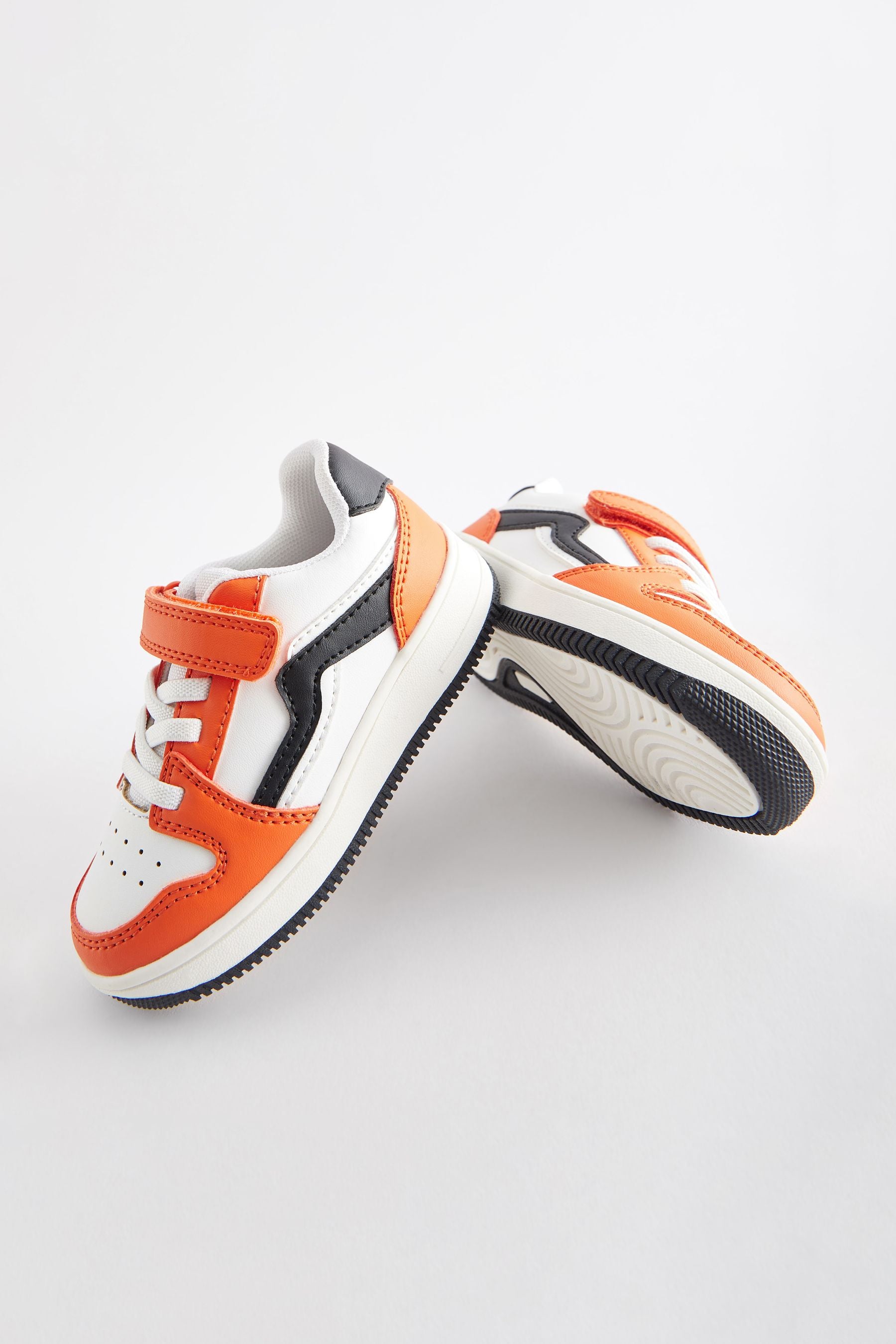 Orange Touch Fastening Elastic Lace Trainers