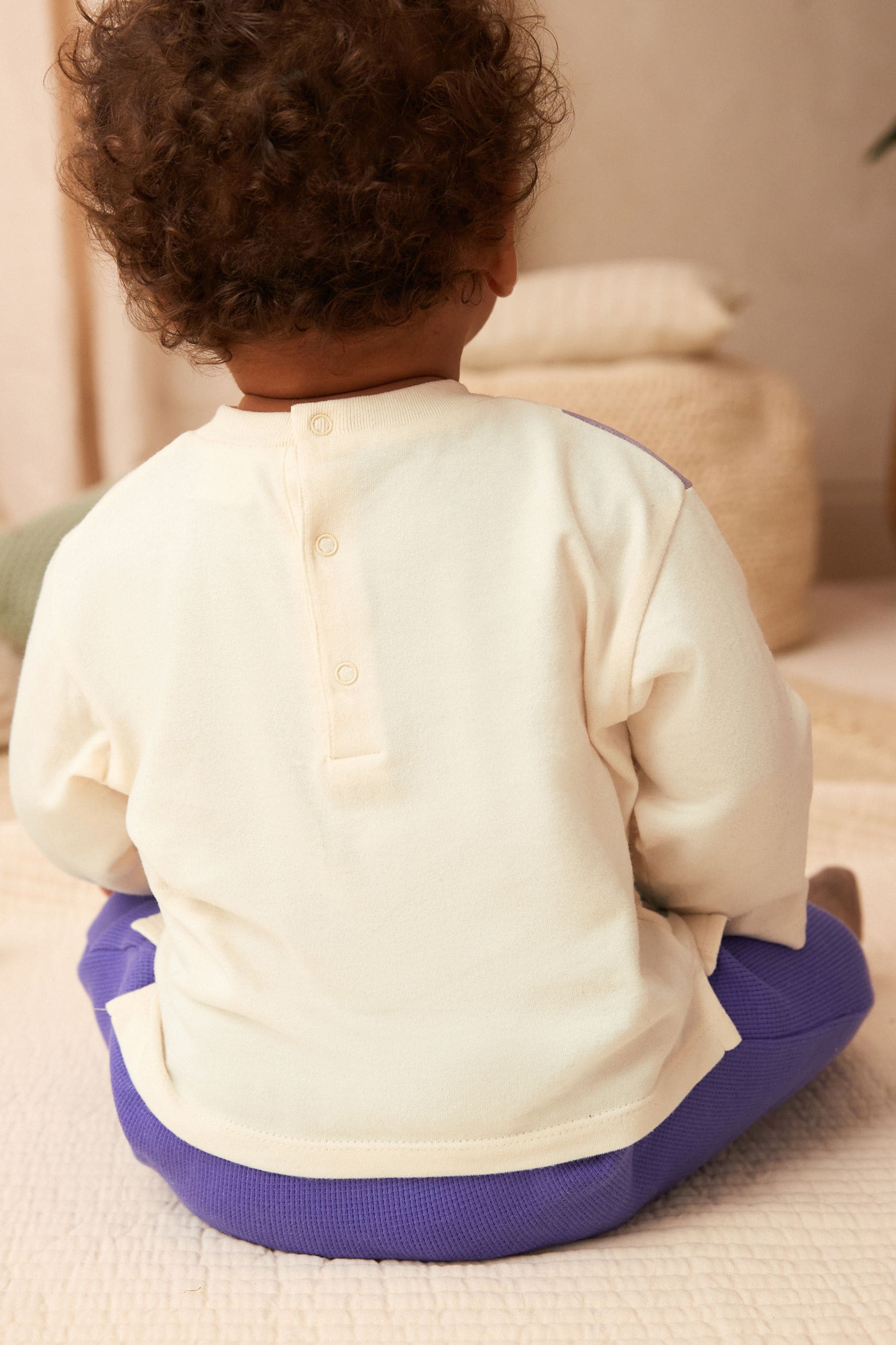 White/Cobalt Blue Safari Character Baby Top and Leggings 2 Piece Set