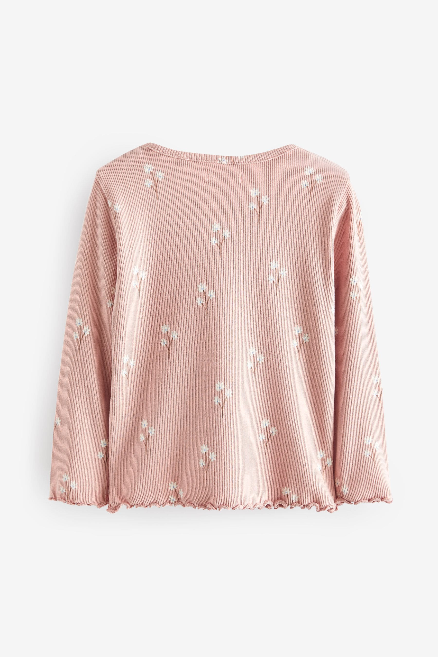 Pink Ditsy Floral Cotton Rich Long Sleeve Rib T-Shirt (3mths-7yrs)