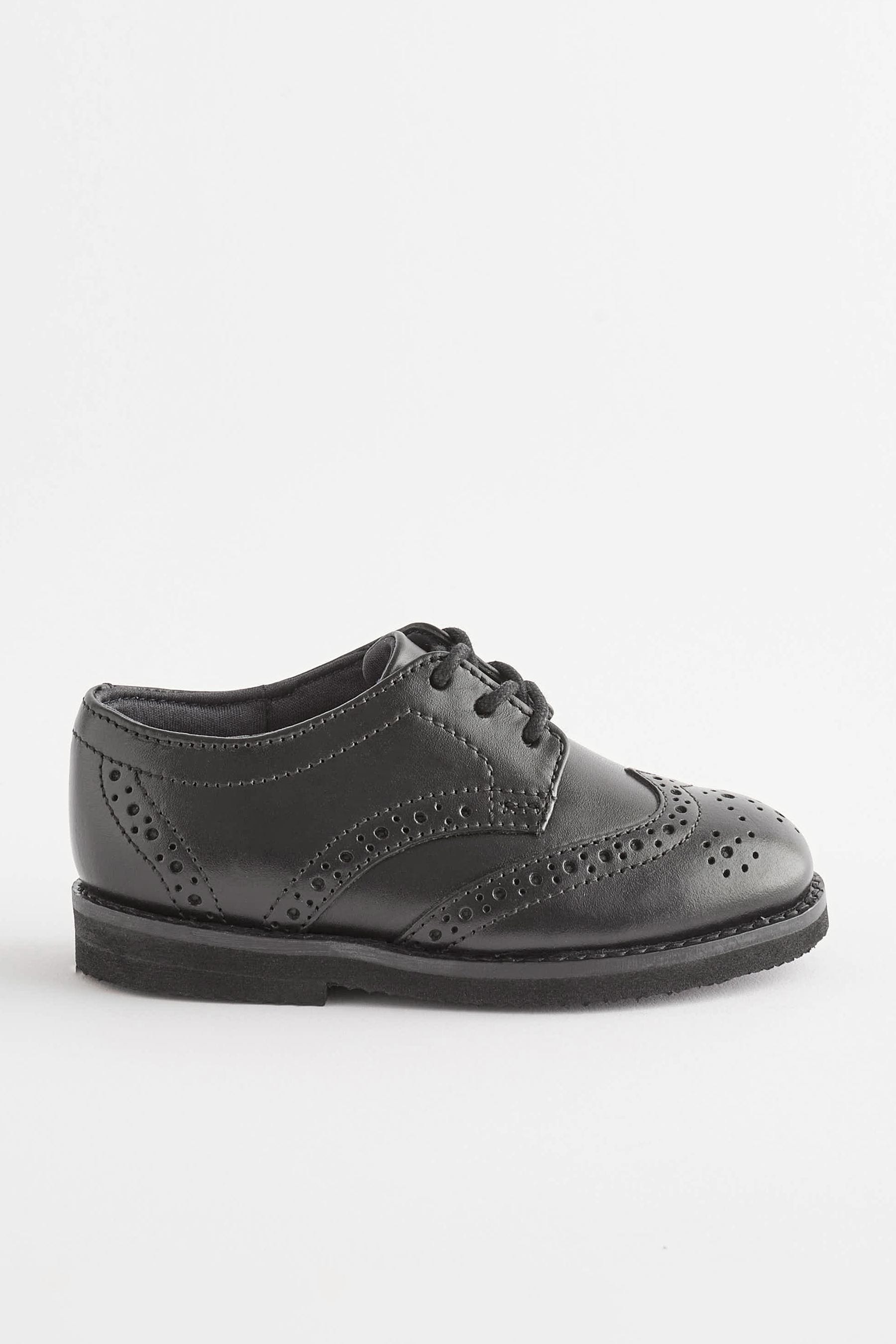 Black Standard Fit (F) Smart Leather Brogues Shoes