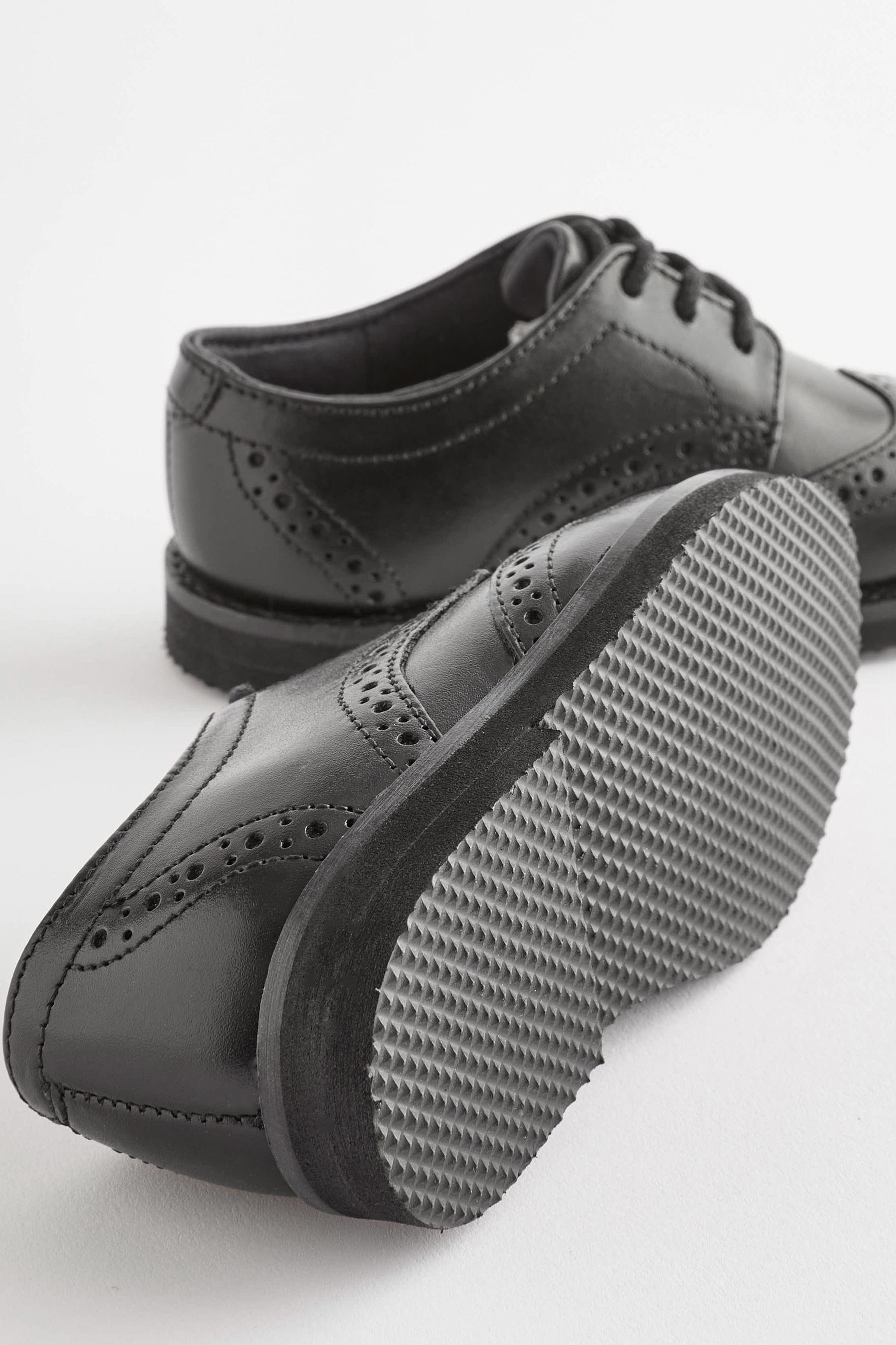 Black Standard Fit (F) Smart Leather Brogues Shoes