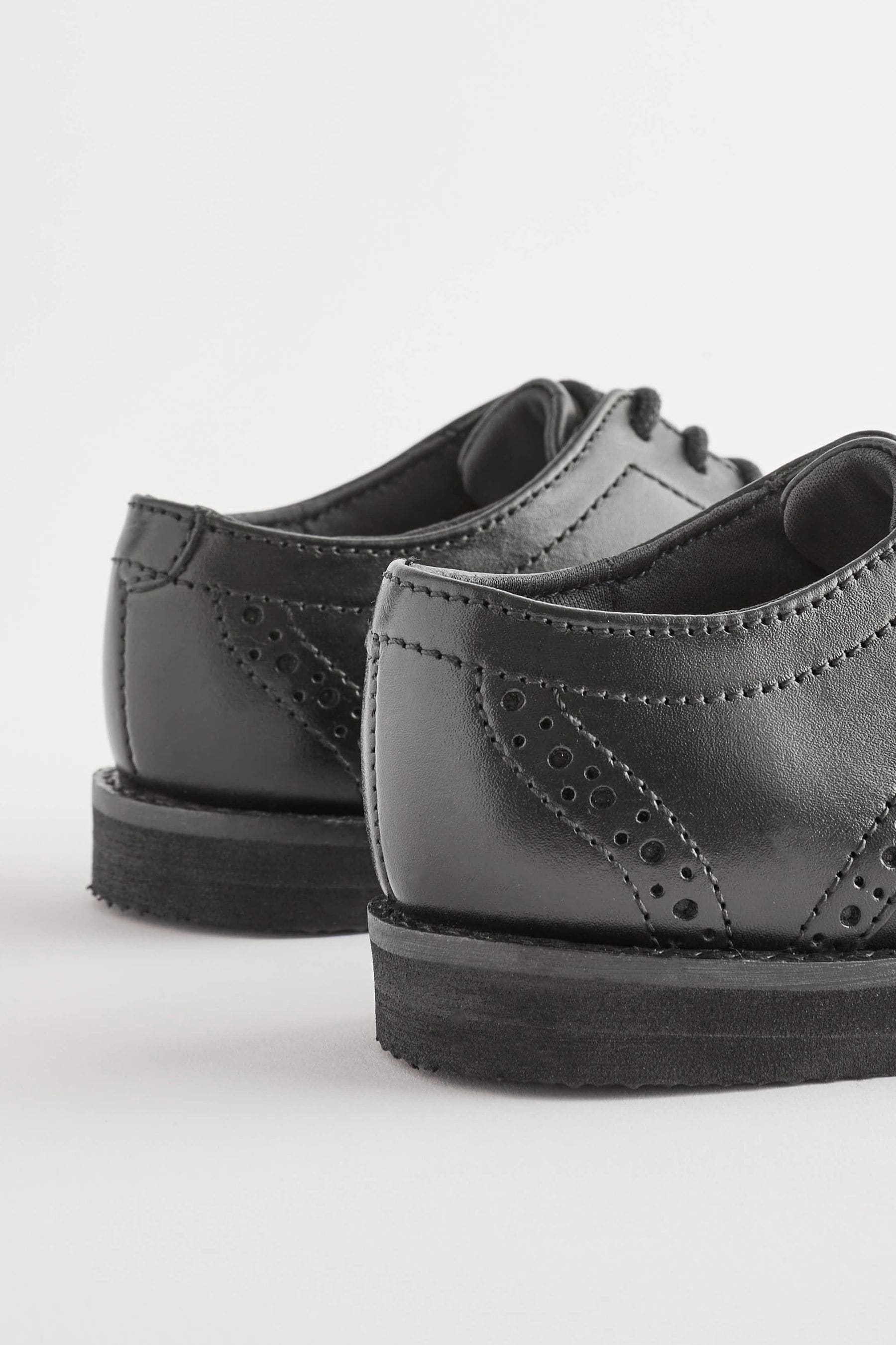 Black Standard Fit (F) Smart Leather Brogues Shoes