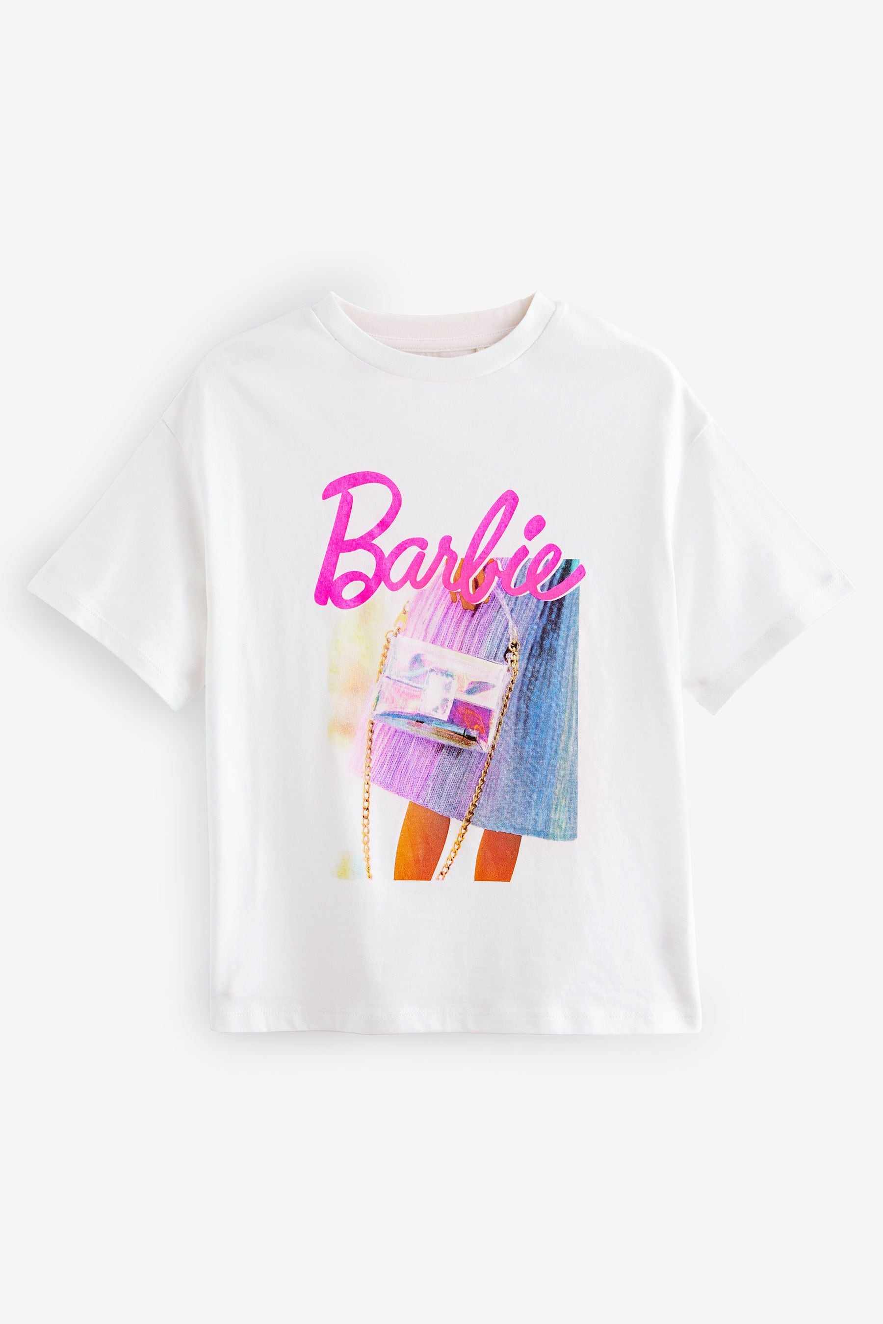 White/Pink Oversized Barbie T-Shirt (3-16yrs)