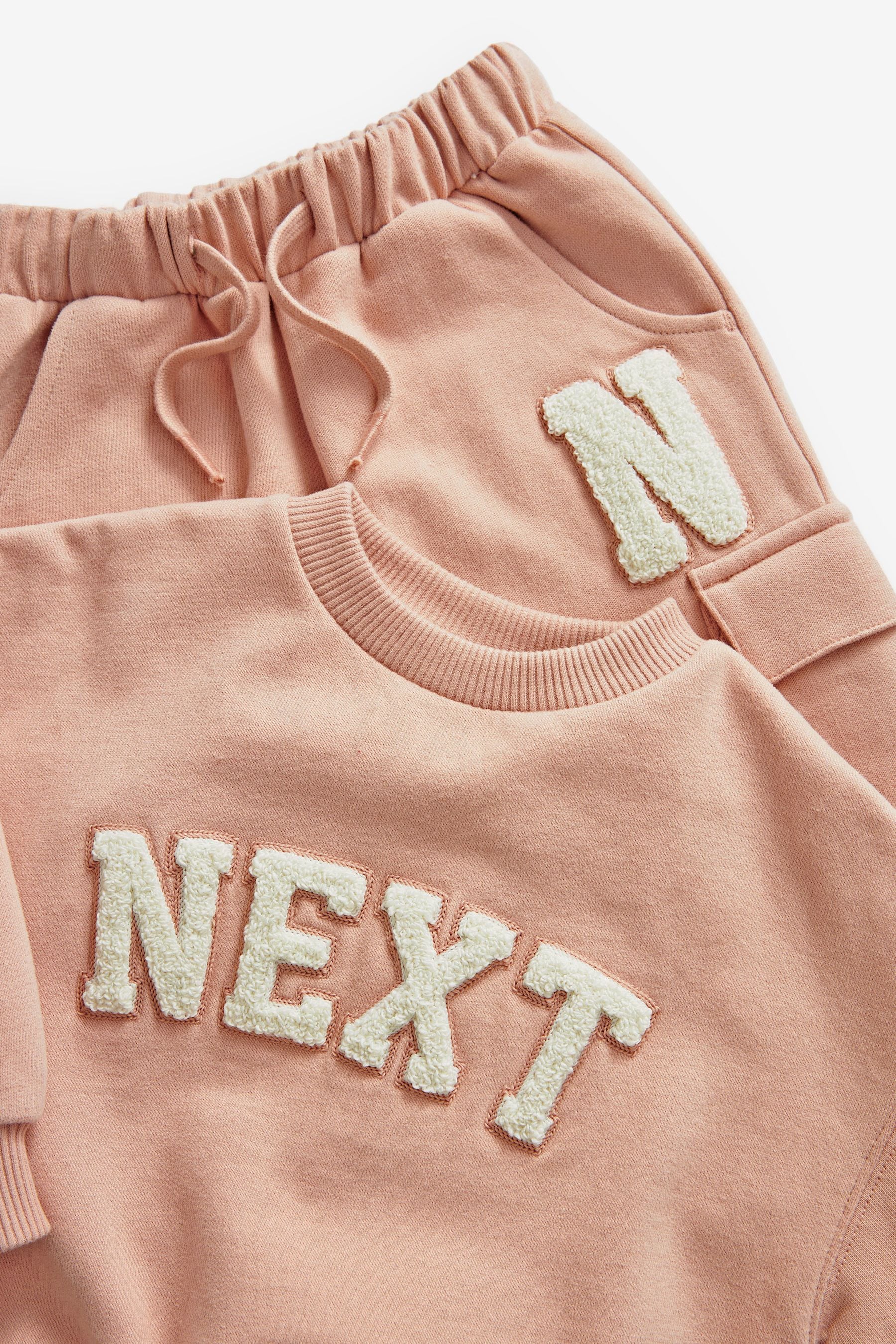 Neutral Nxt Logo Sweatshirt And Cargo Joggers Set (3mths-7yrs)