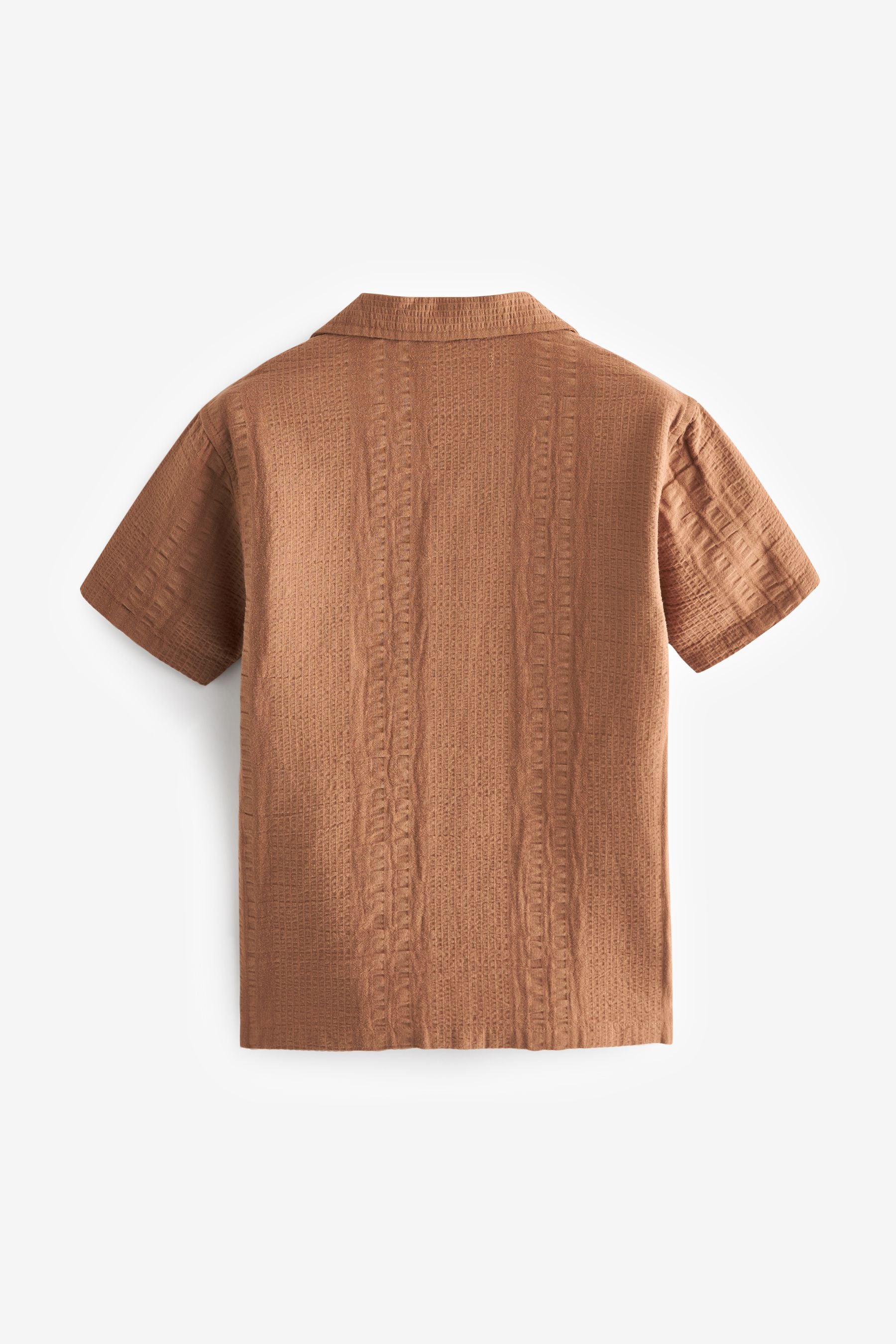 Rust Brown Short Sleeves Textured Shirt (3-16yrs)