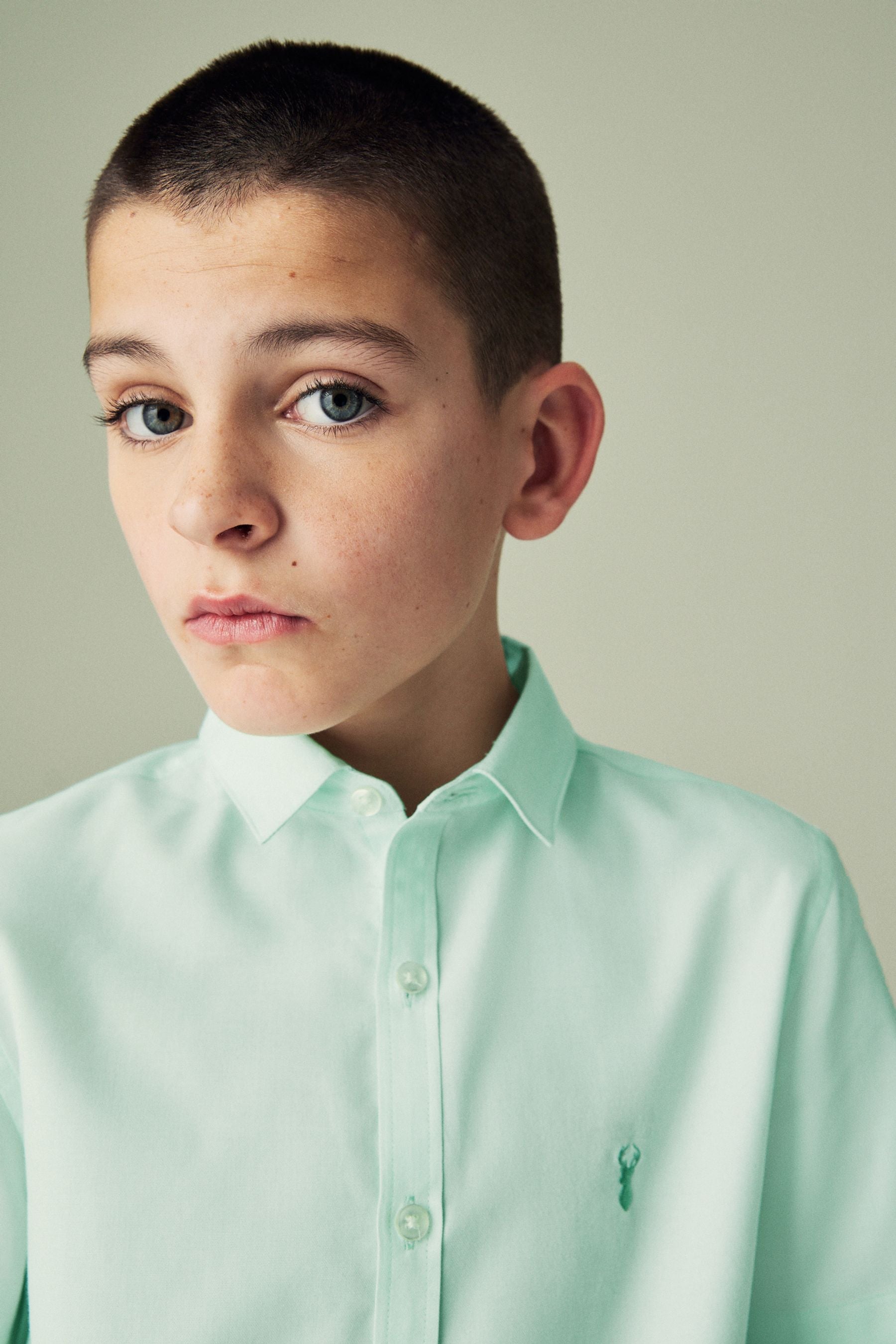 Mint Green Short Sleeve Cotton Rich Oxford Shirt (3-16yrs)