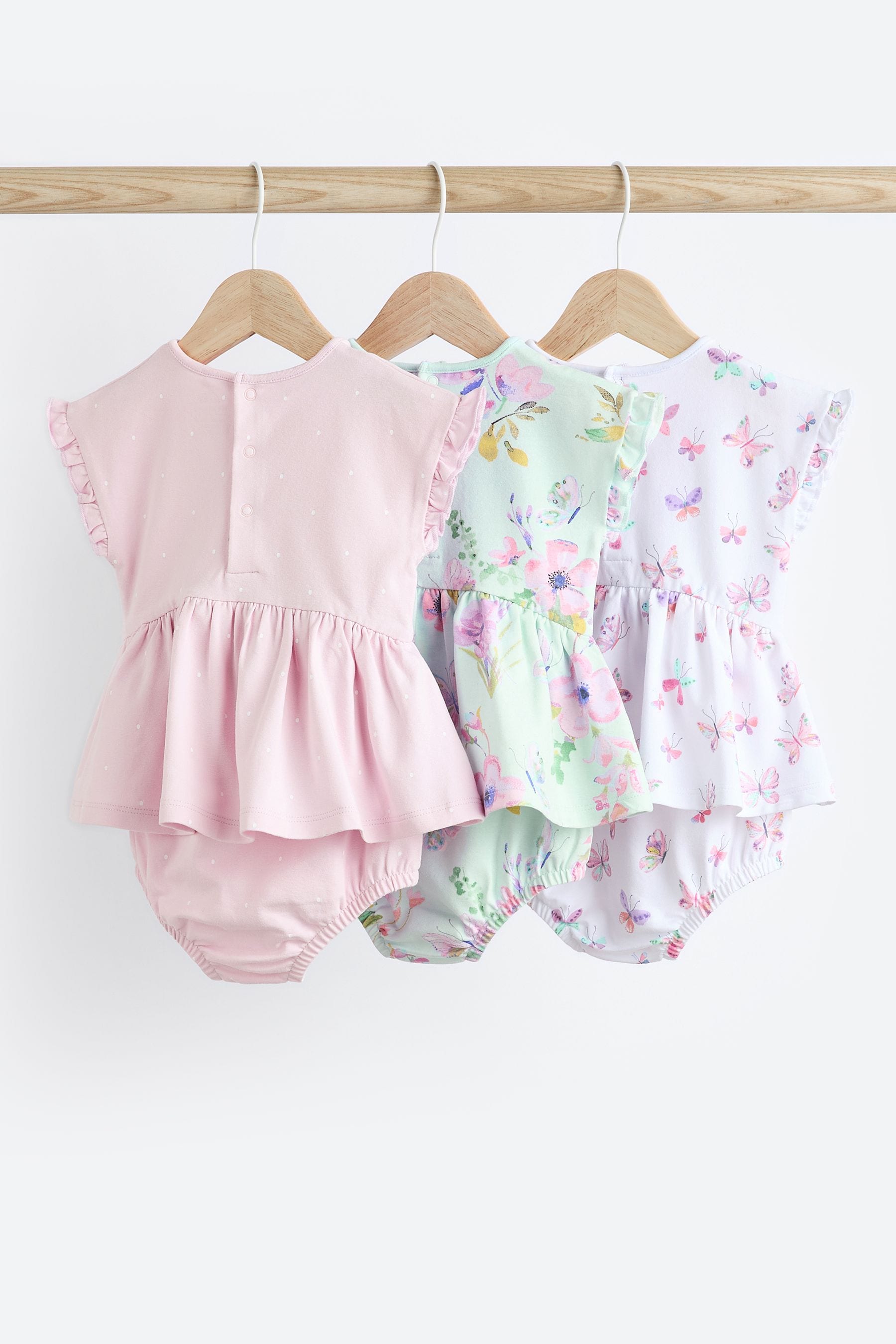 Pink Fairy Baby Skirted Romper 3 Pack