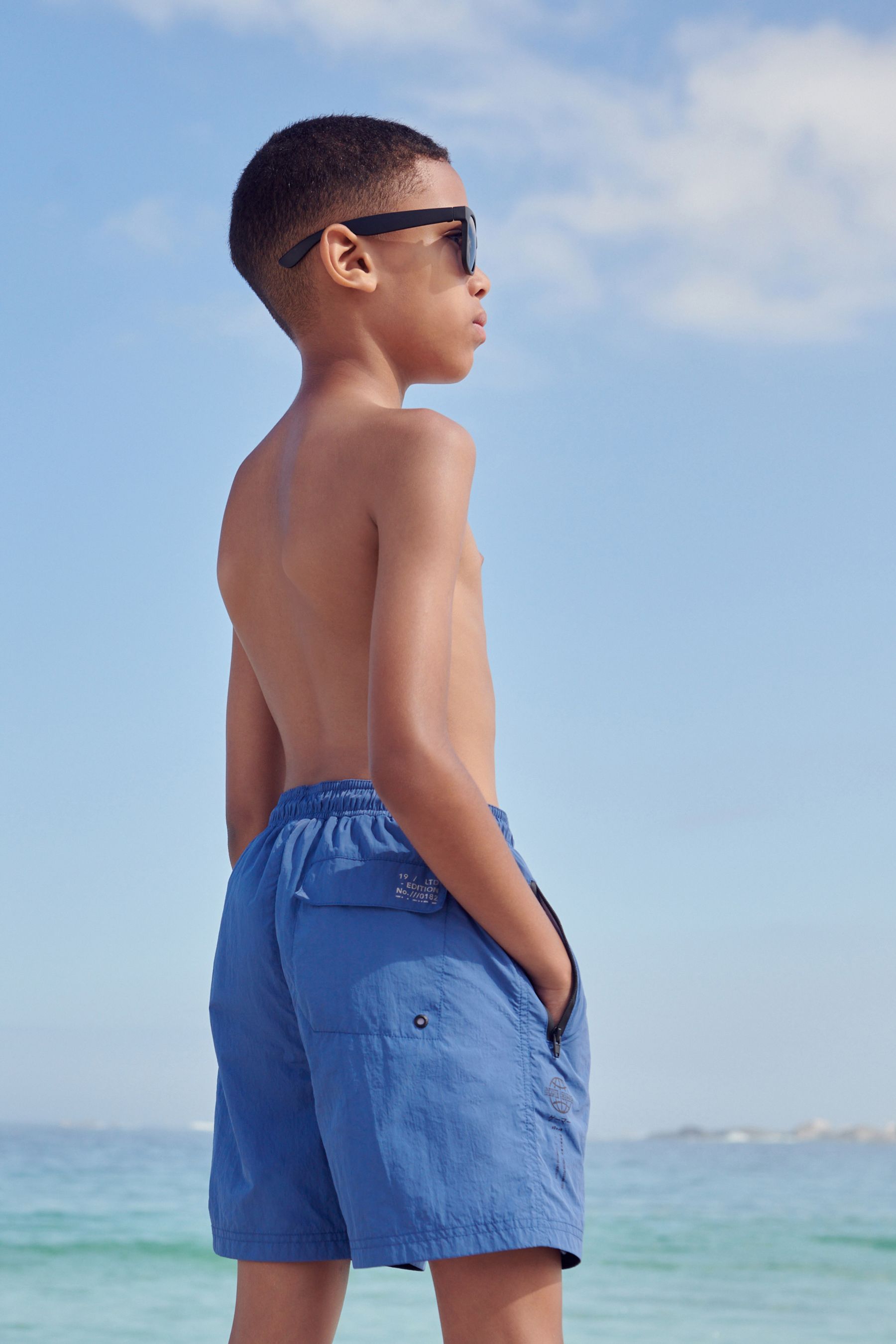 Blue Textured Swim Shorts (3-16yrs)