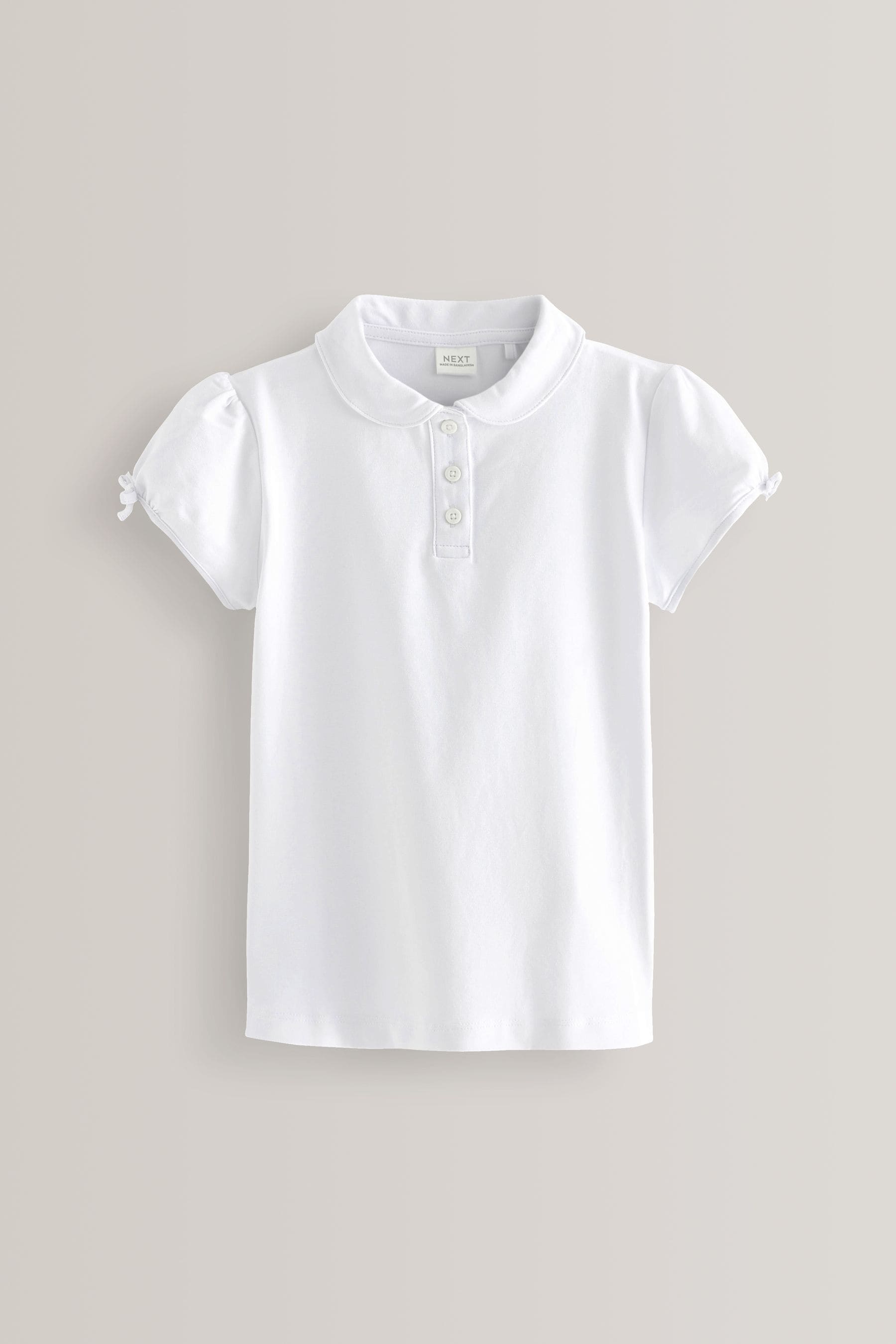 White Cotton Stretch Bow Sleeve Jersey Top (3-16yrs)