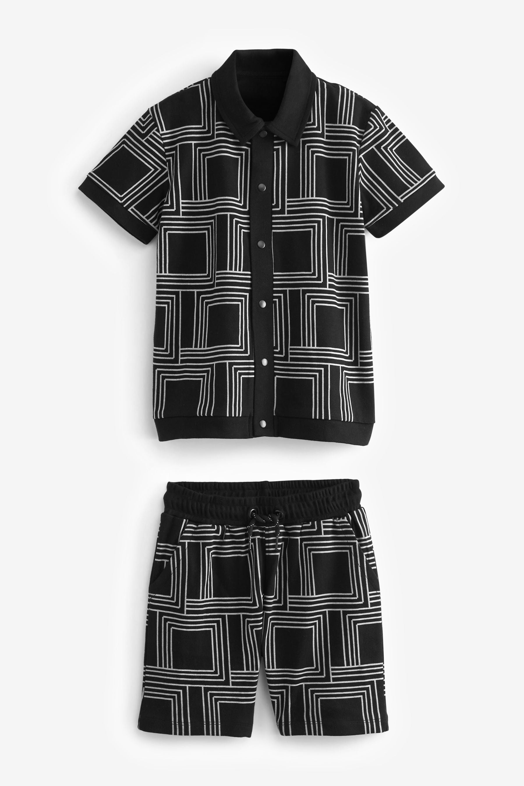 Monochrome Geo Jersey Shirt and Shorts Set (3-16yrs)