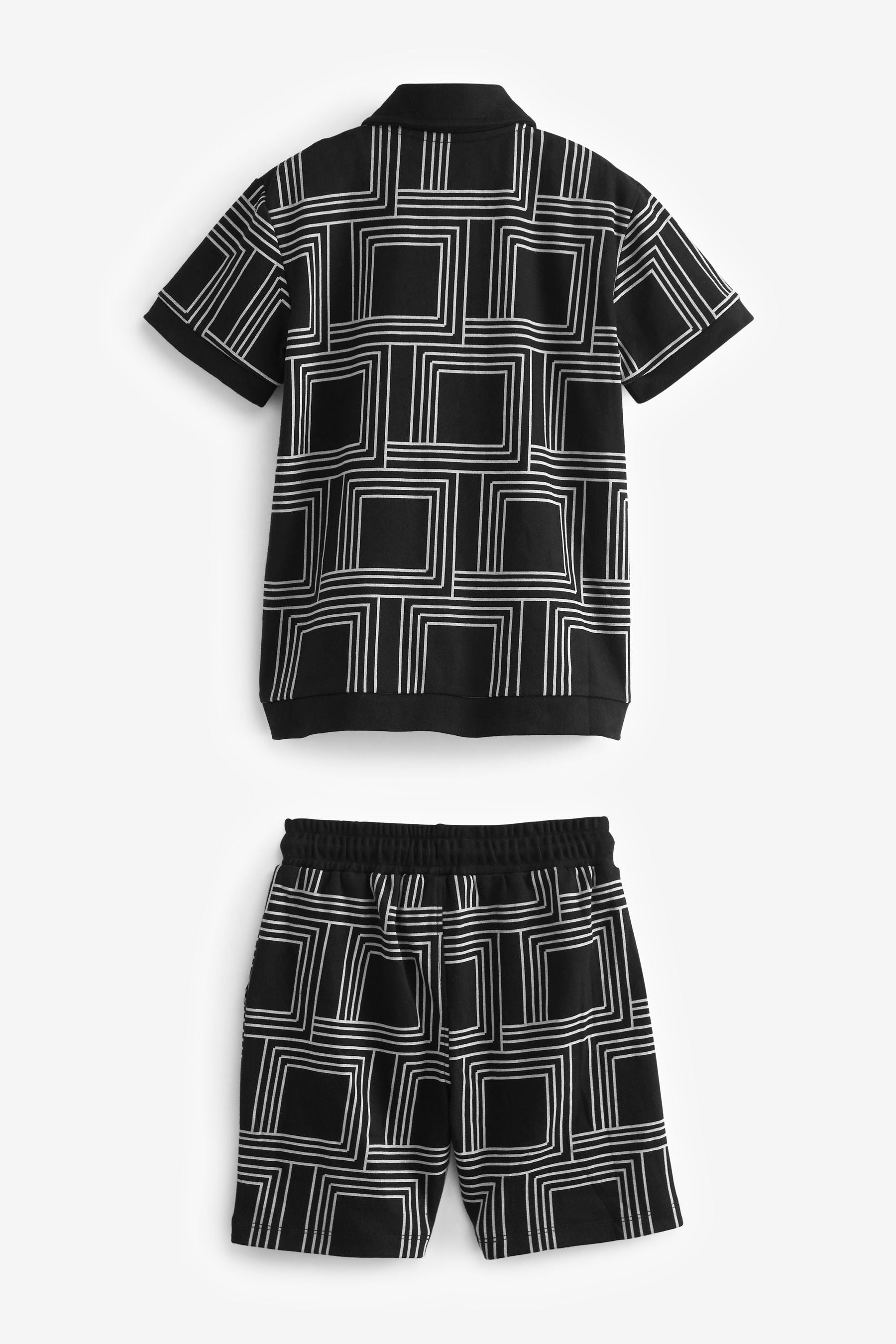 Monochrome Geo Jersey Shirt and Shorts Set (3-16yrs)