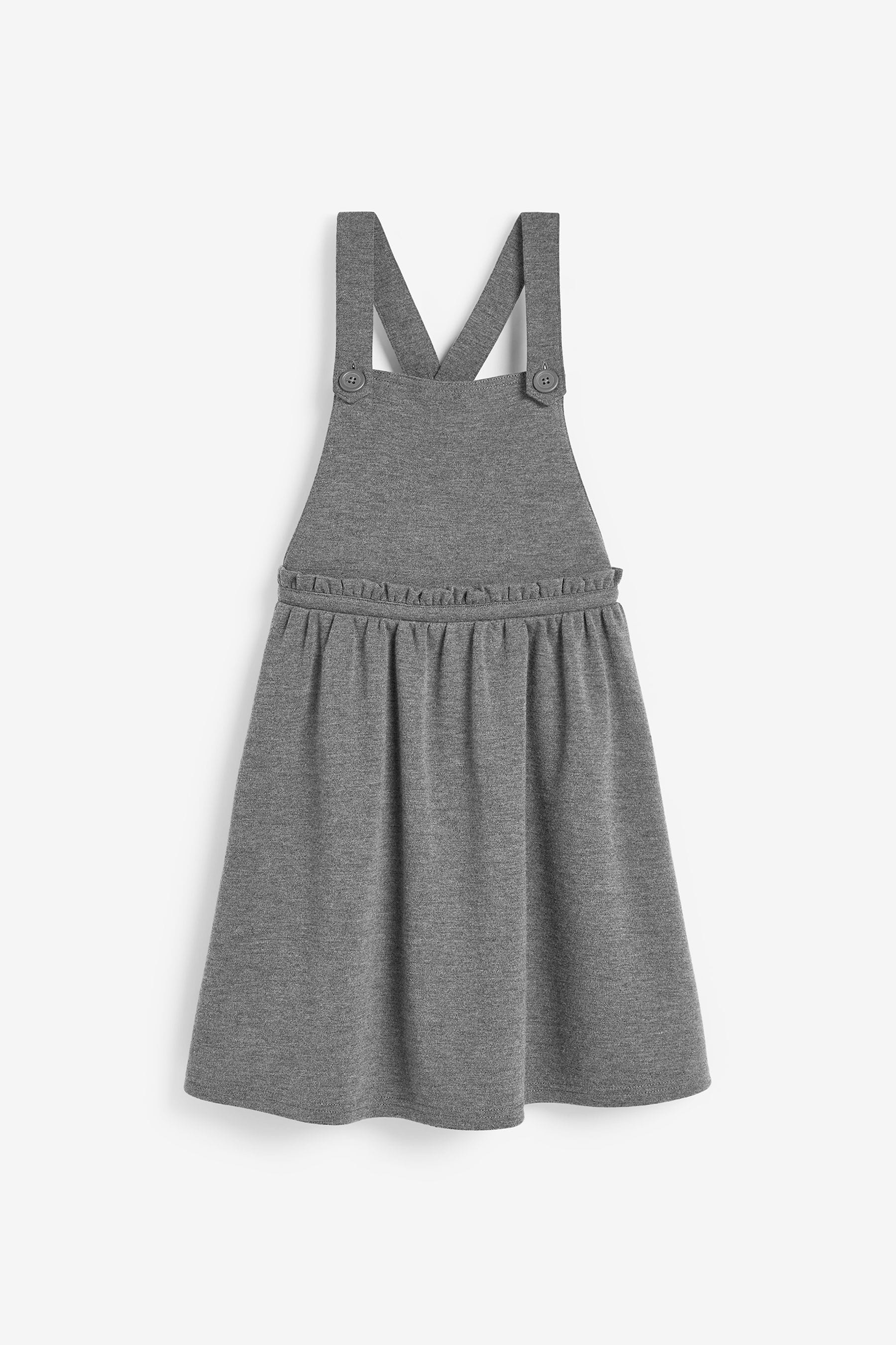 Grey Jersey Stretch Frill Detail School Pinafore (3-14yrs)