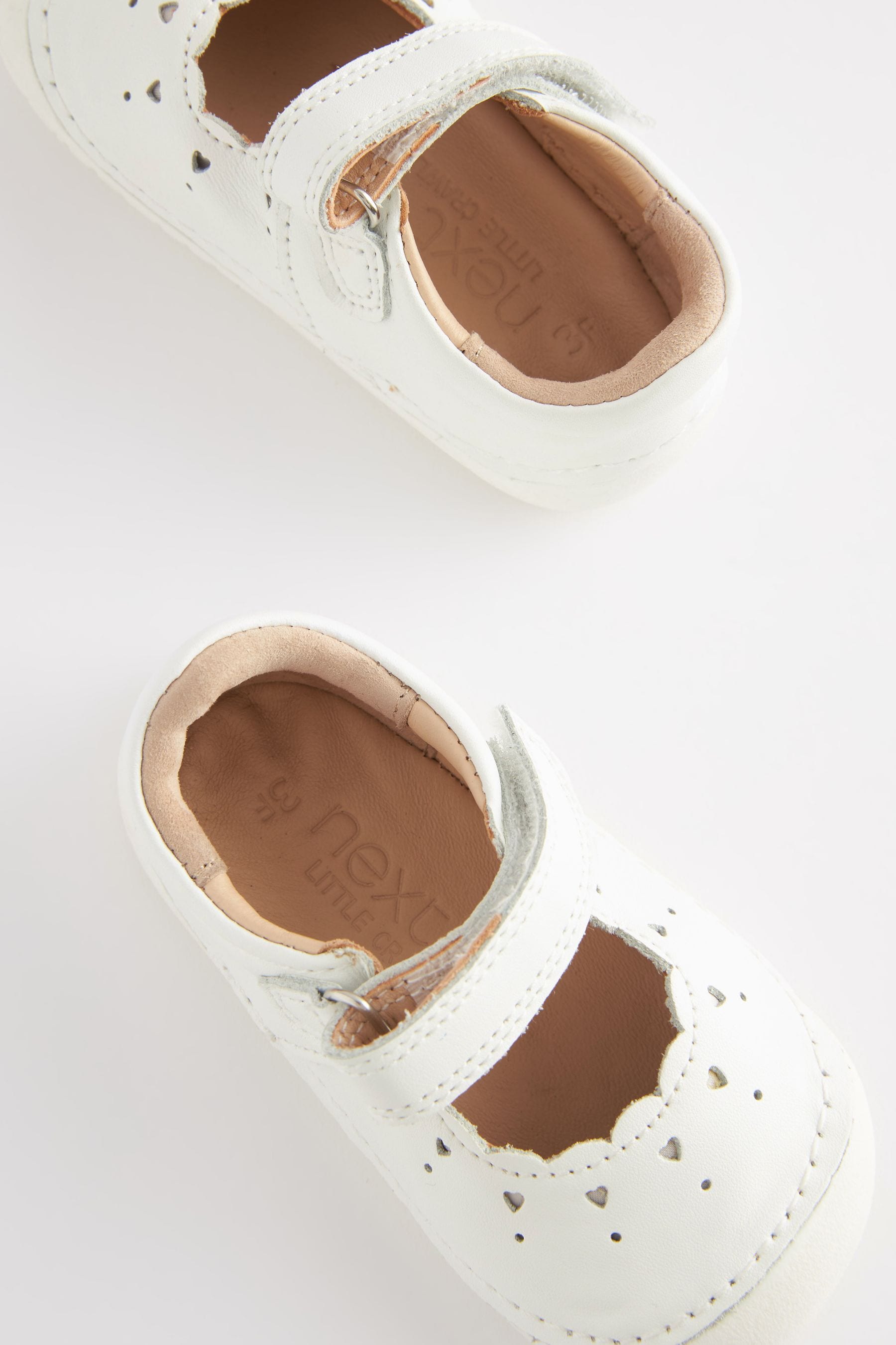 White Leather Standard Fit (F) Crawler Mary Jane Shoes