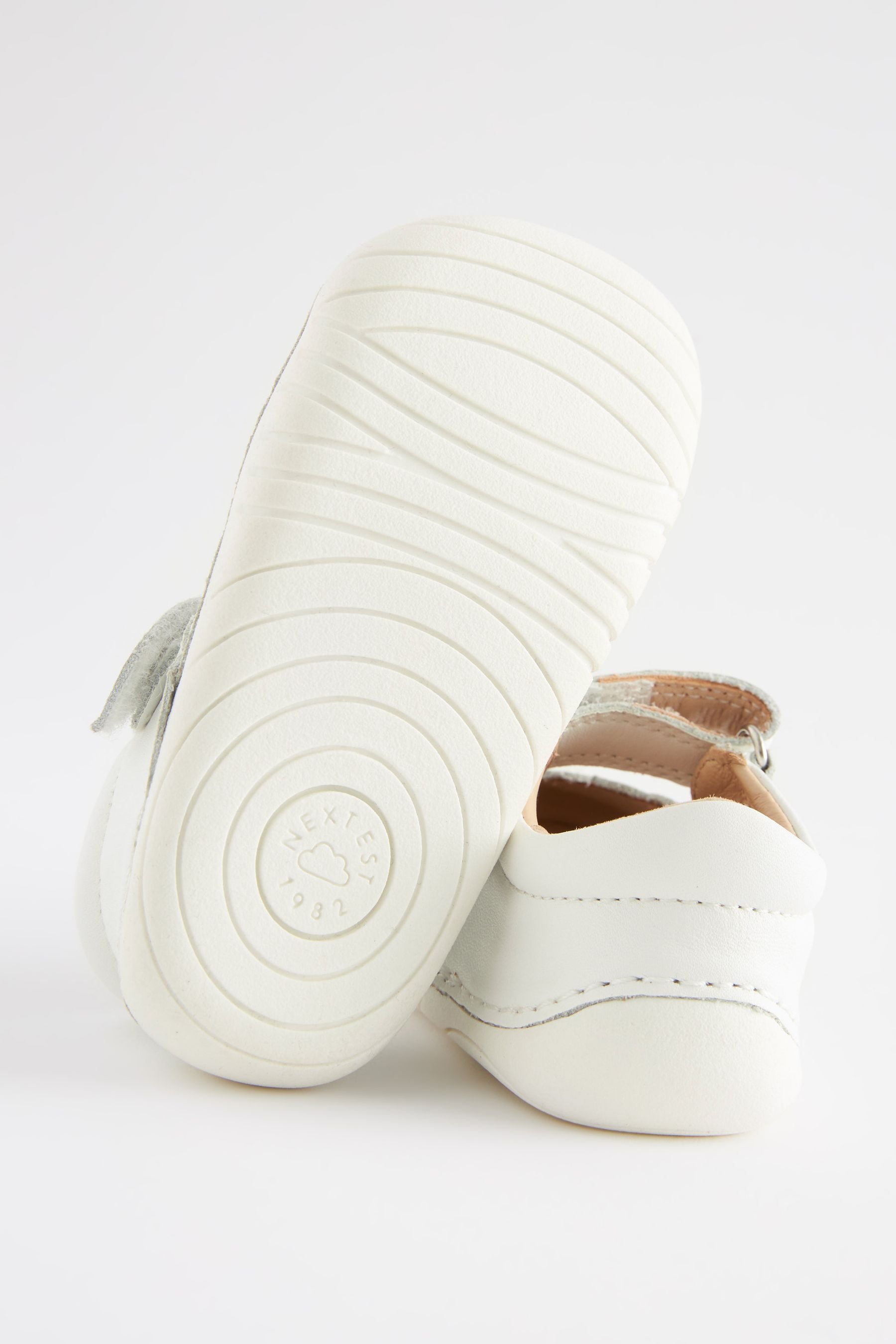 White Leather Standard Fit (F) Crawler Mary Jane Shoes