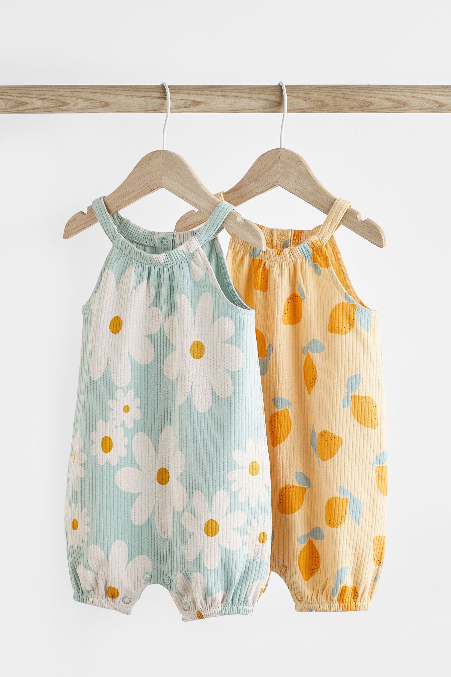 Blue/Yellow Lemon Baby Rompers 2 Pack