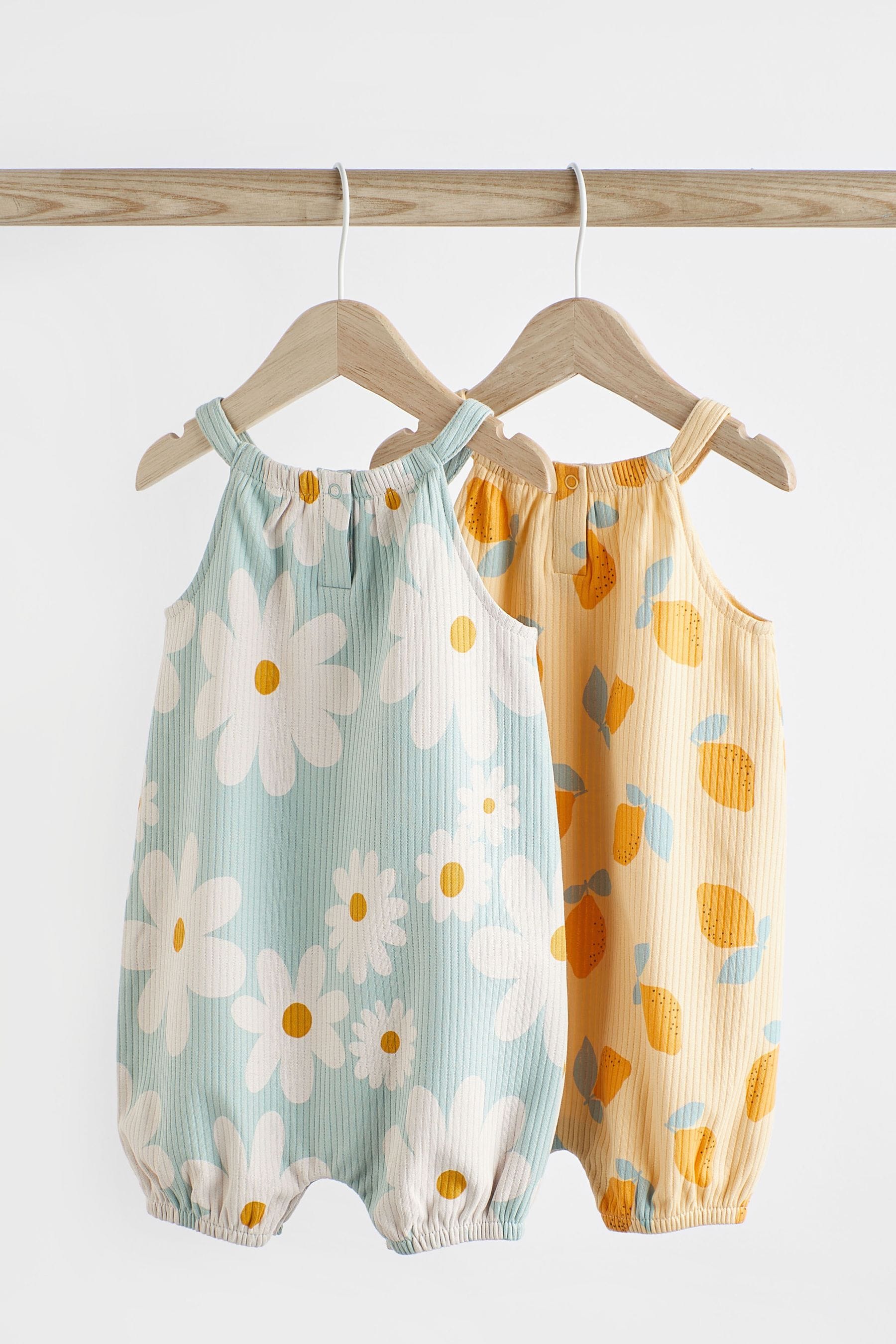 Blue/Yellow Lemon Baby Rompers 2 Pack