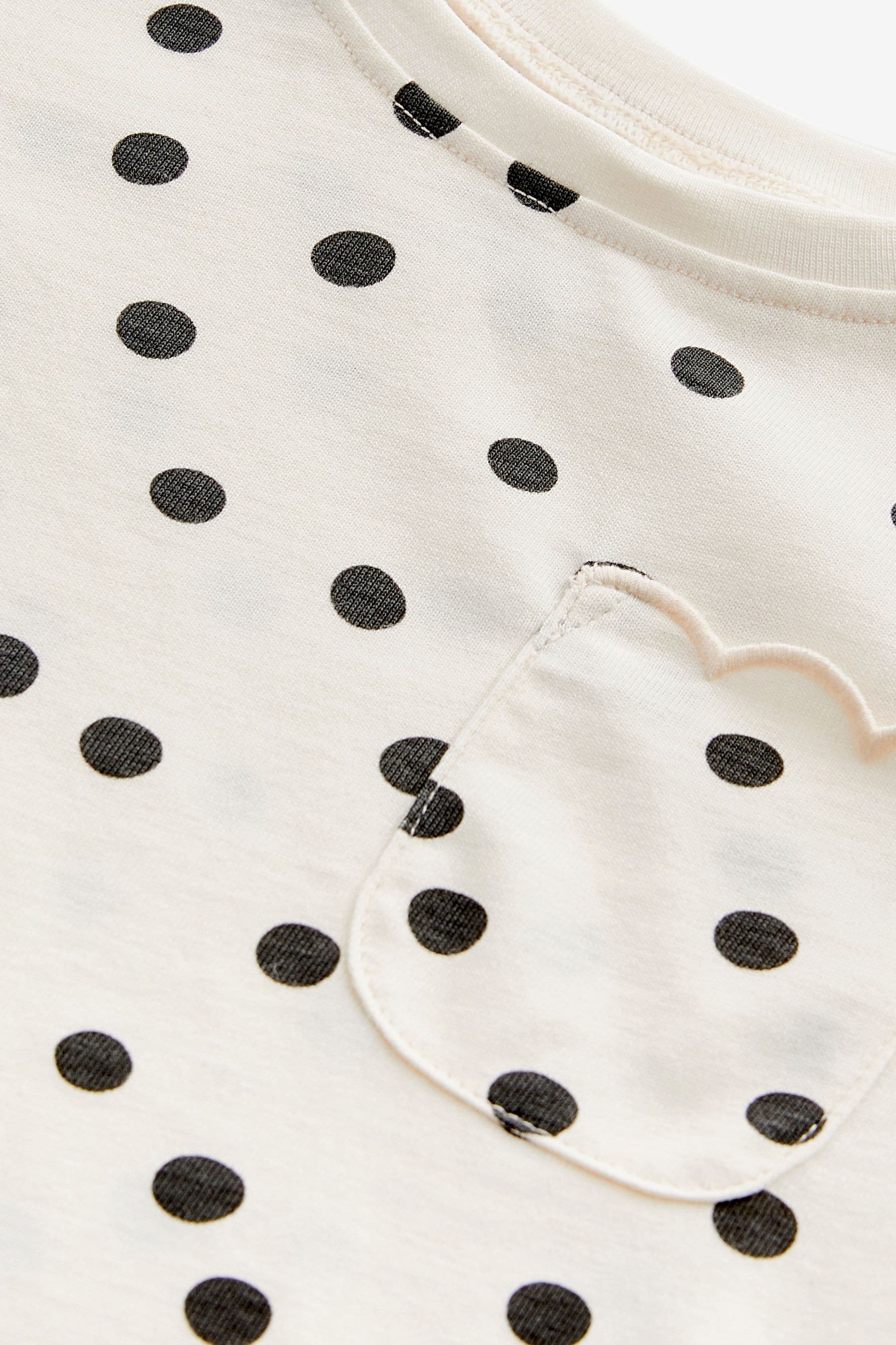 White Polka Dots Short Sleeve Scallop 100% Cotton T-Shirt (3mths-7yrs)