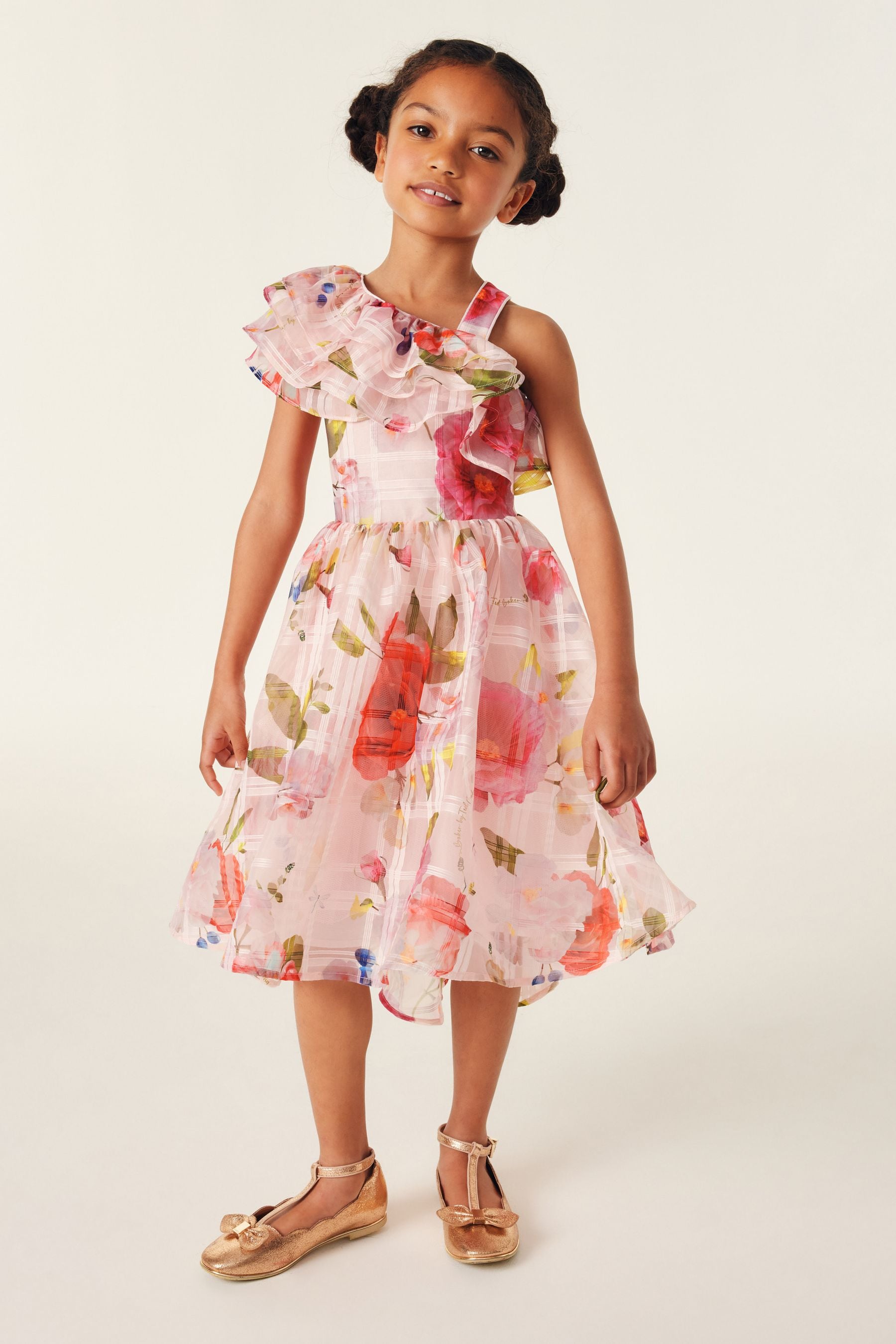 Pink Baker by Ted Baker Floral One Shoulder Burnout Dress