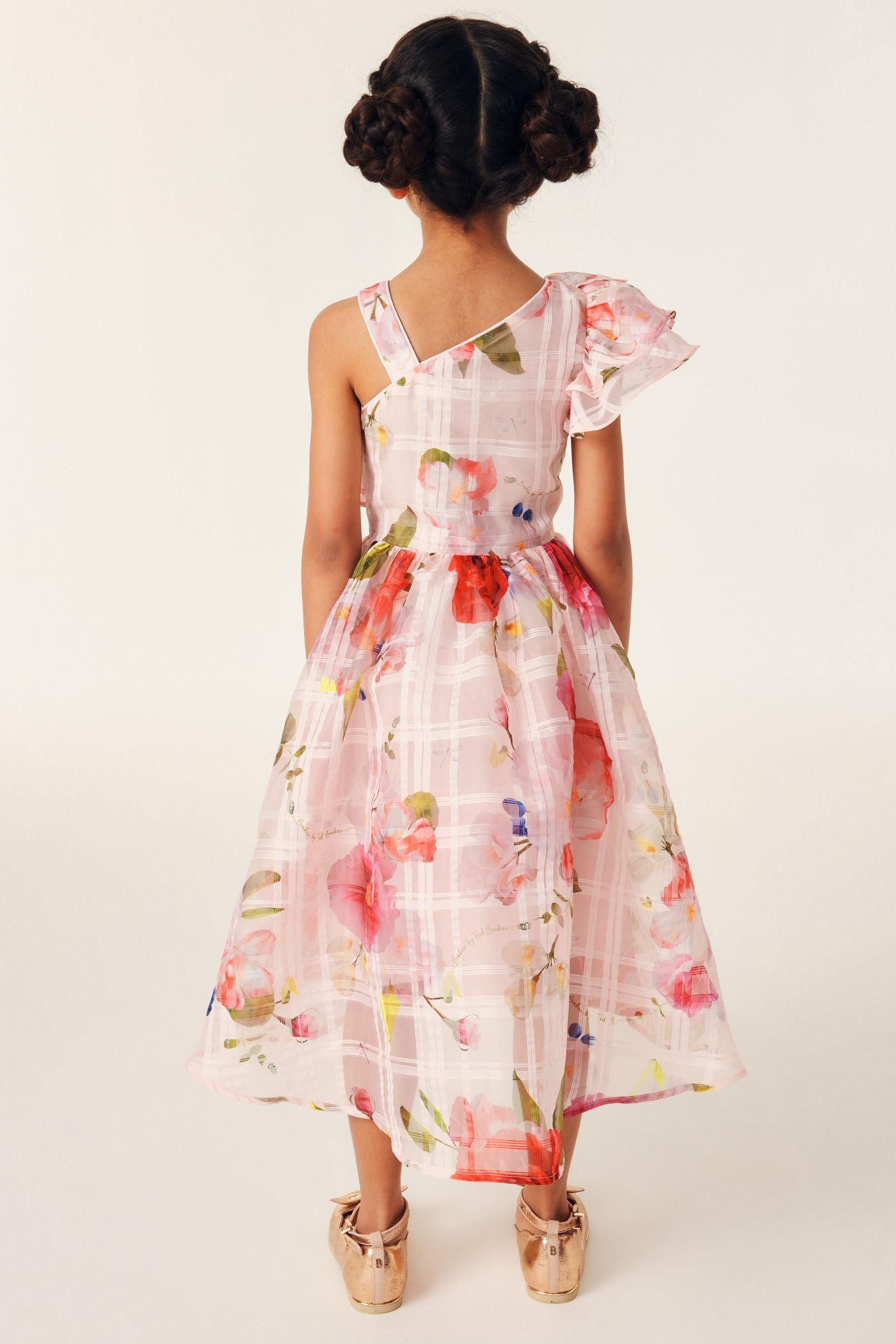 Pink Baker by Ted Baker Floral One Shoulder Burnout Dress