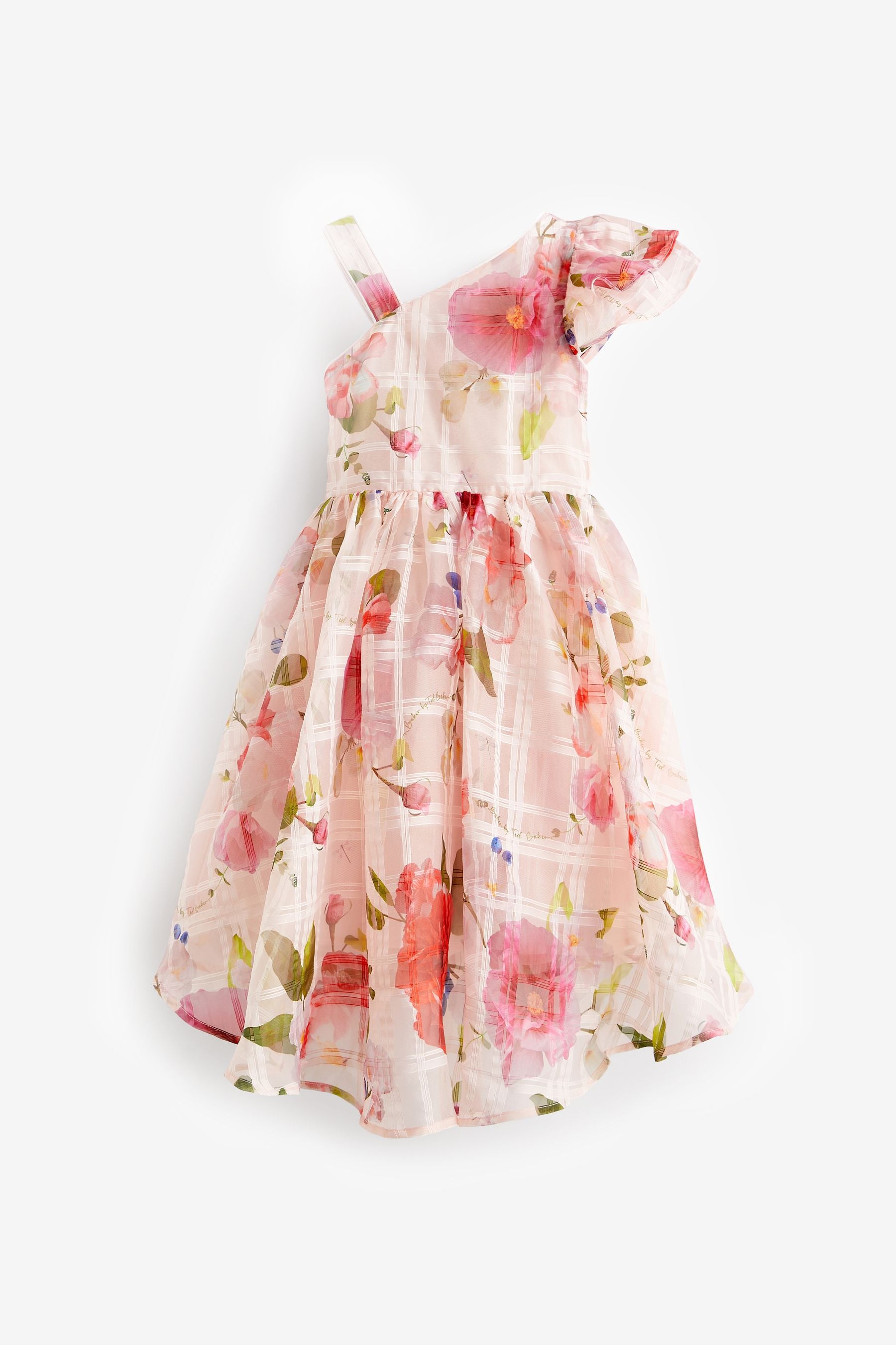 Pink Baker by Ted Baker Floral One Shoulder Burnout Dress