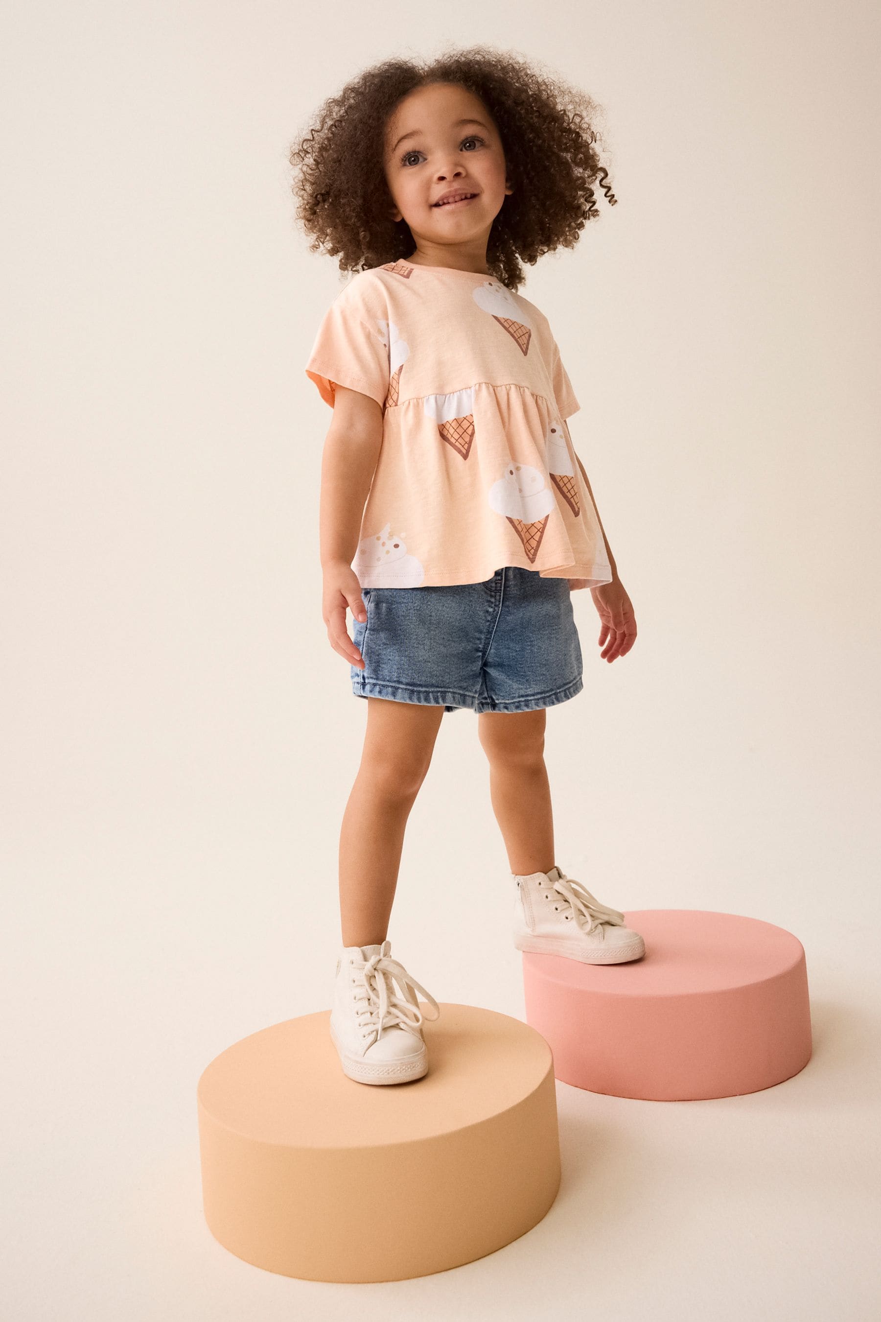 Peach Pink Ice Cream 100% Cotton Short Sleeve Empire T-Shirt (3mths-7yrs)