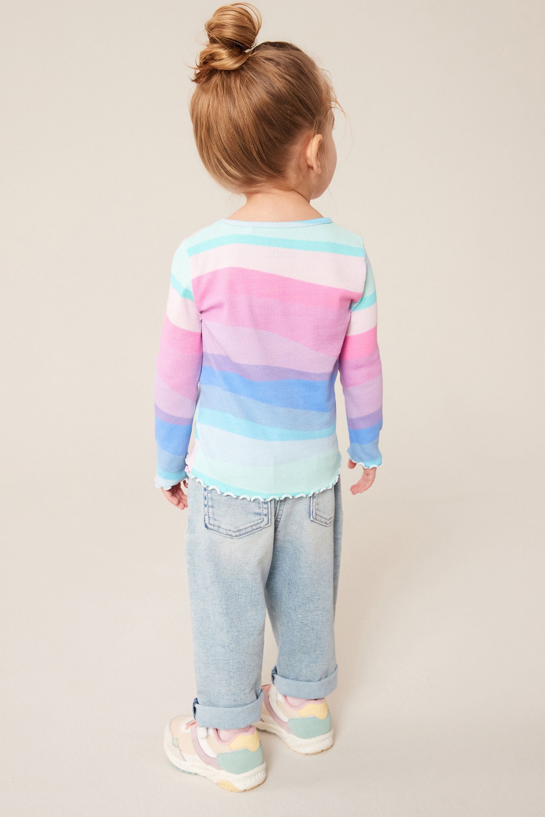 Blue Rainbow Cotton Rich Long Sleeve Rib T-Shirt (3mths-7yrs)