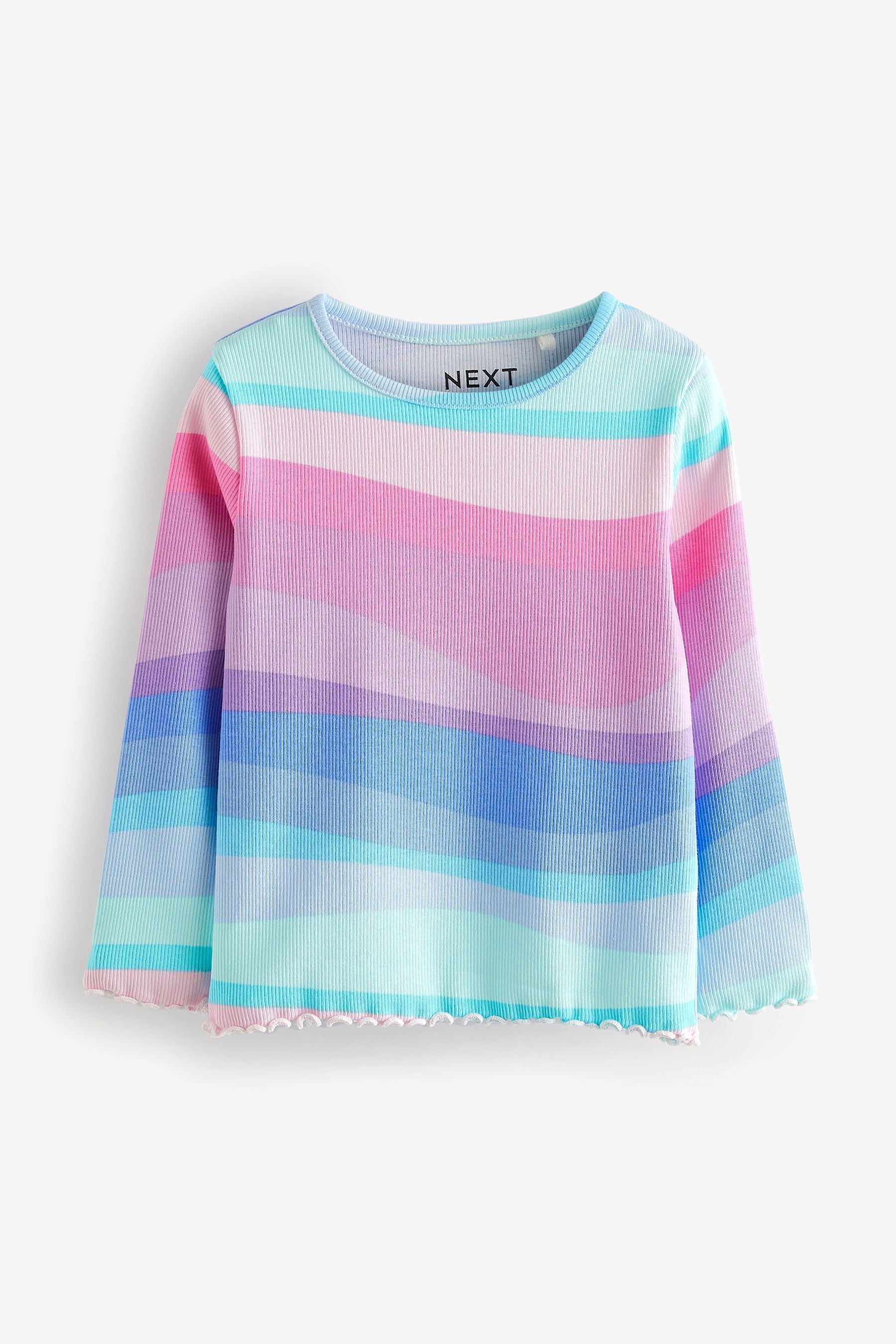 Blue Rainbow Cotton Rich Long Sleeve Rib T-Shirt (3mths-7yrs)