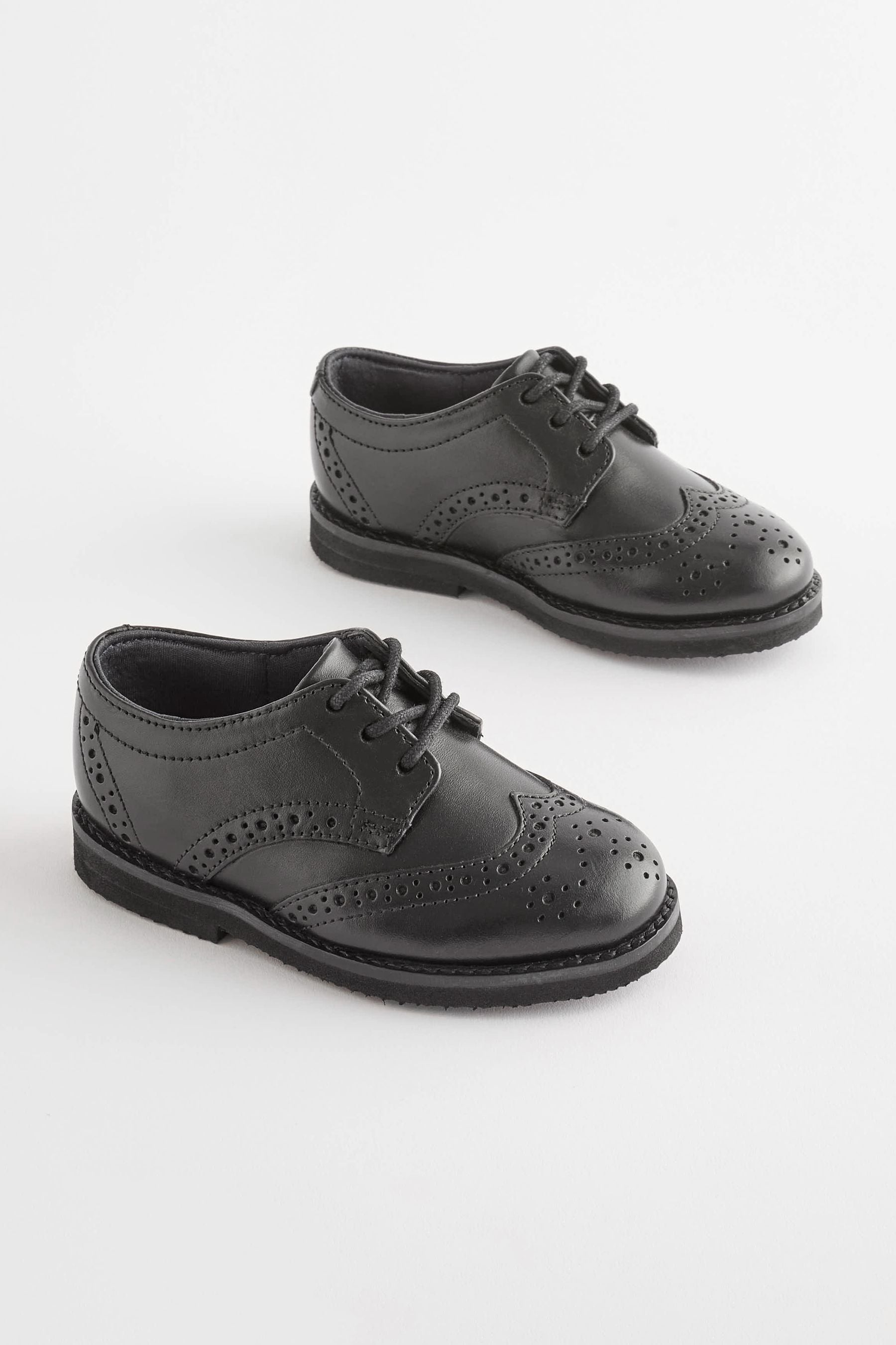 Black Wide Fit (G) Smart Leather Brogues Shoes