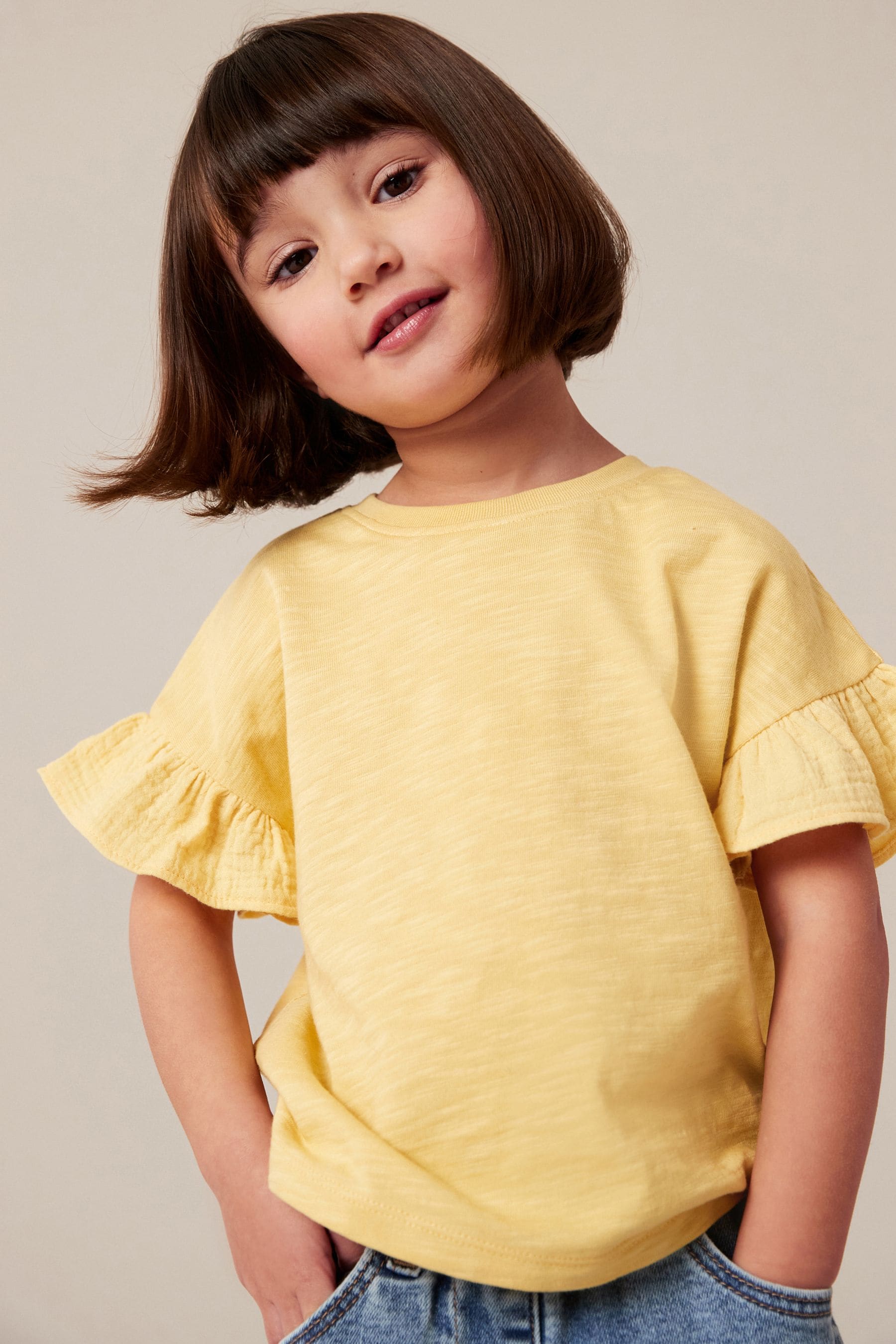 Yellow Frill Short Sleeve T-Shirt (3mths-7yrs)