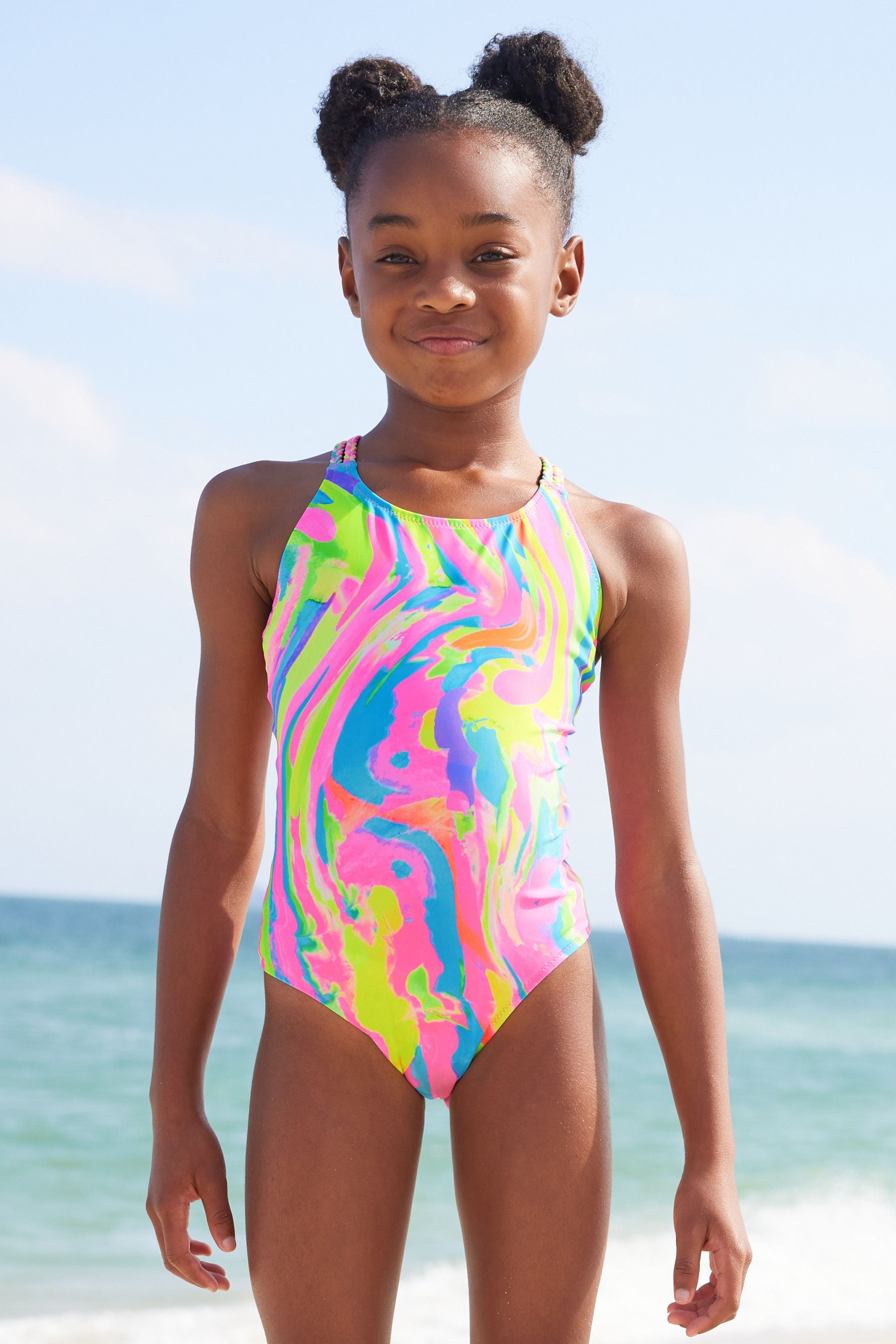 Multi Bright Abstract Print Swimsuit (3-16yrs)