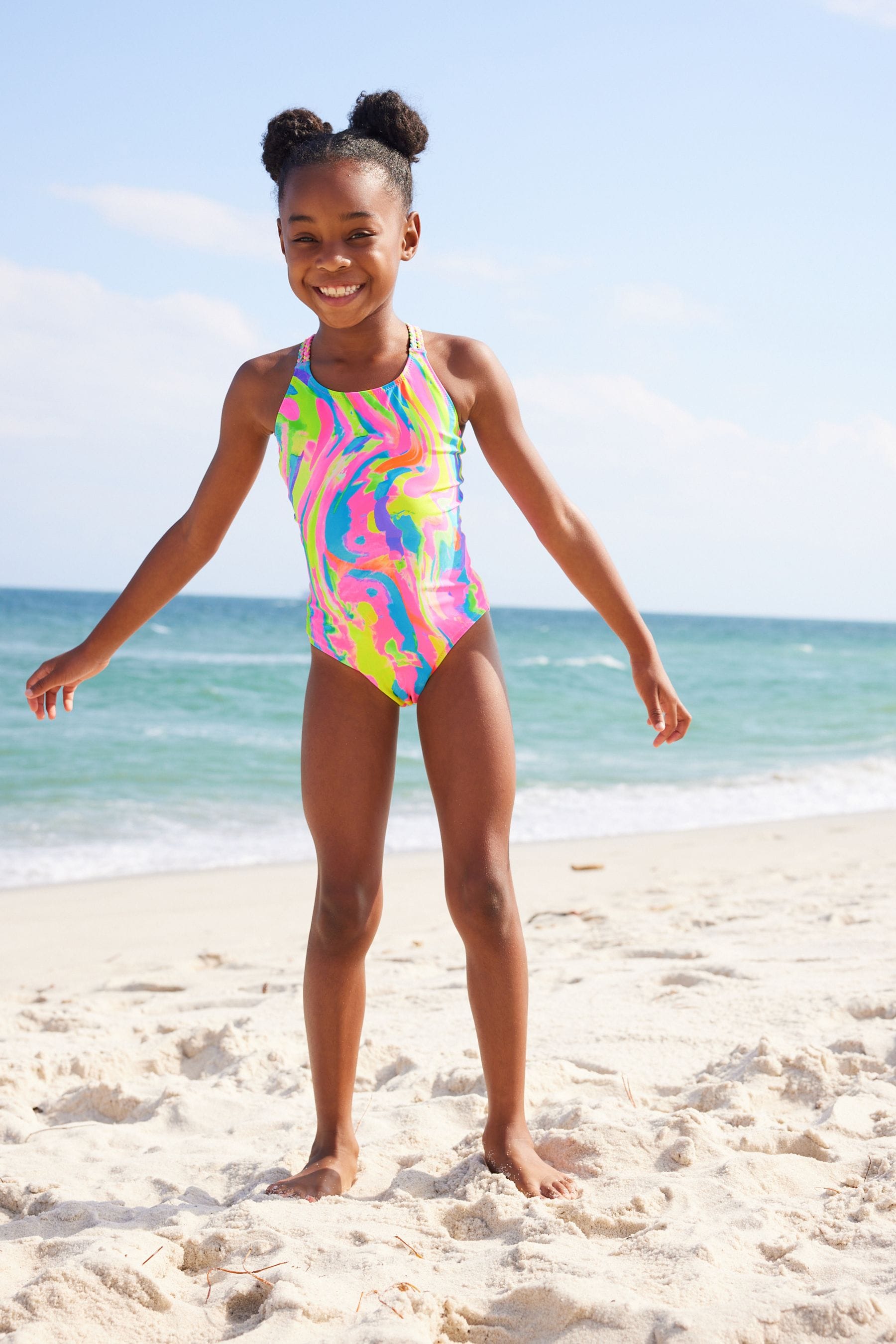 Multi Bright Abstract Print Swimsuit (3-16yrs)