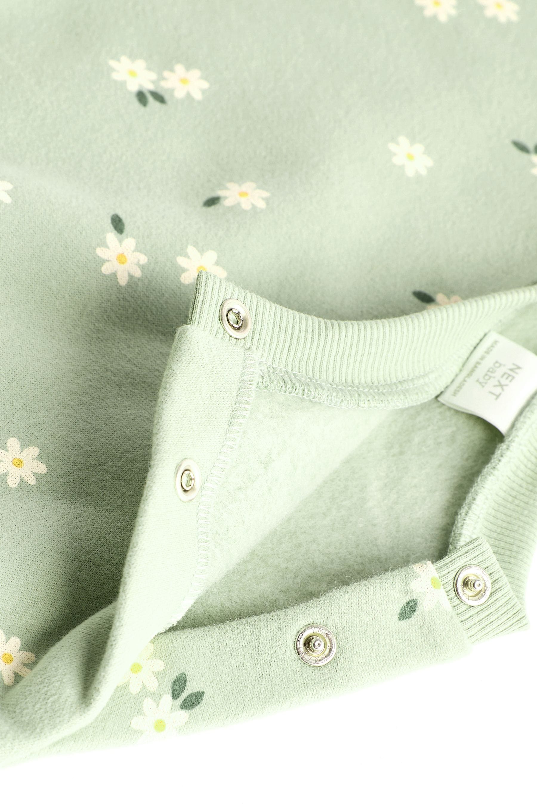 Green Daisy Print Baby Sweat Top And Leggings Set