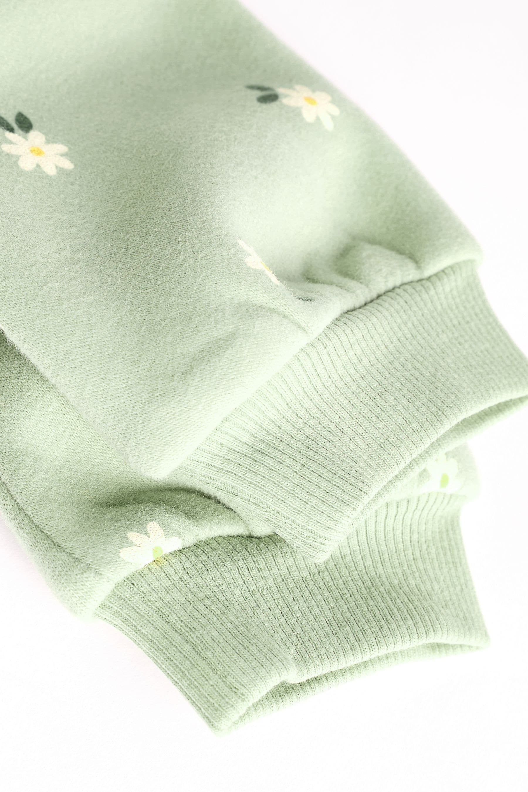 Green Daisy Print Baby Sweat Top And Leggings Set