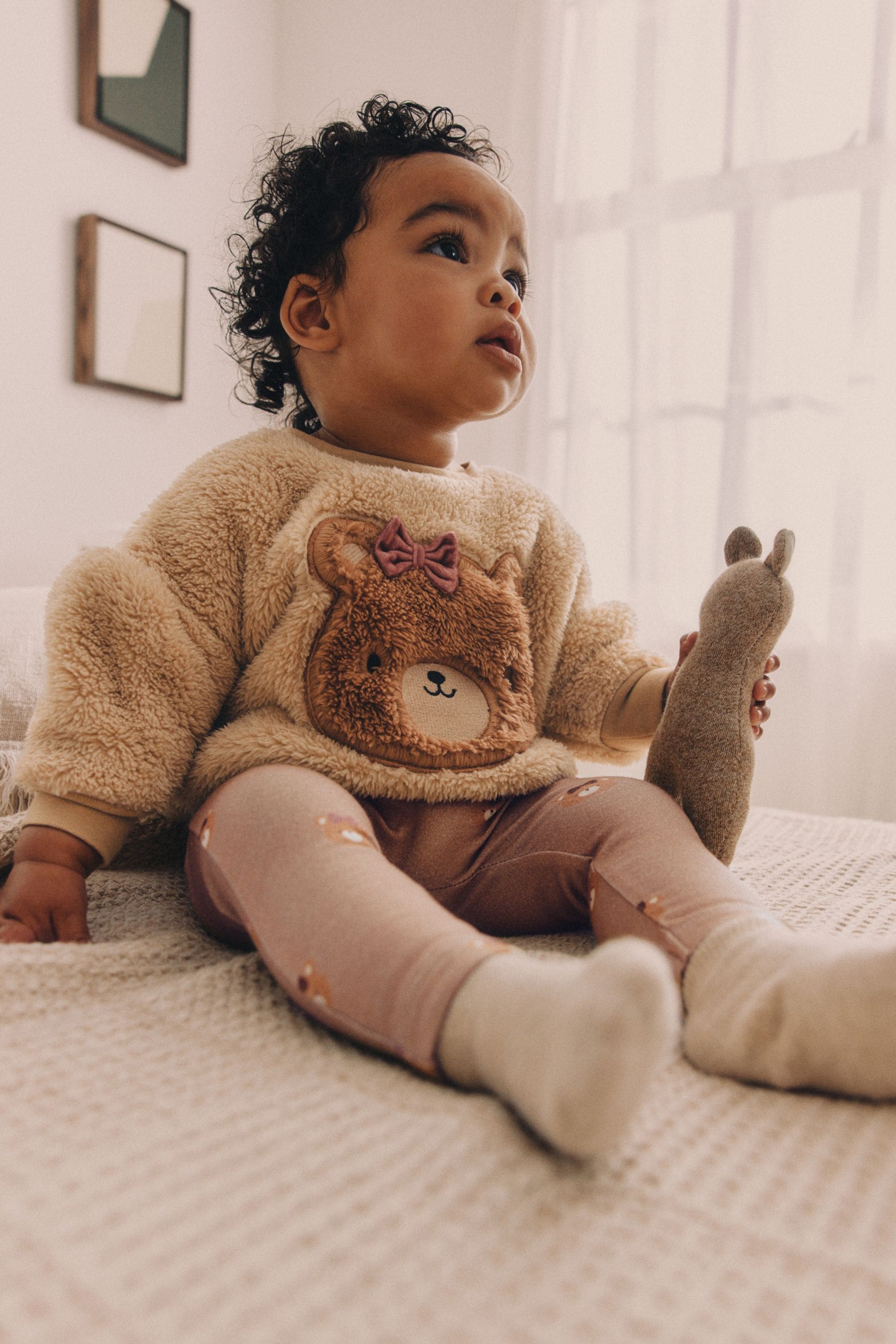 Caramel Brown Bear Fleece Jumper and Leggings 2 Piece Set