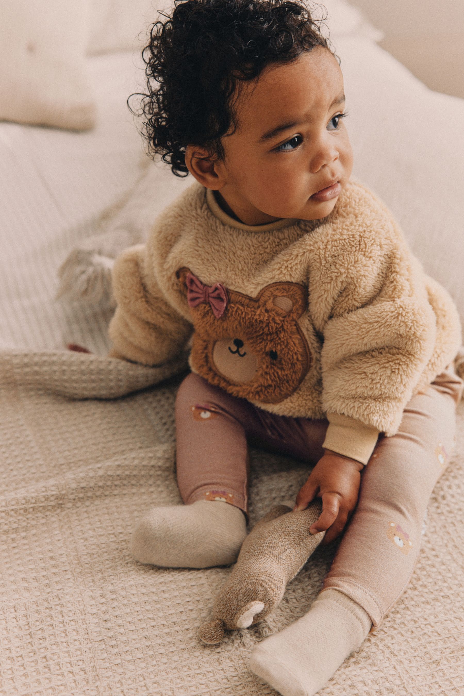 Caramel Brown Bear Fleece Jumper and Leggings 2 Piece Set