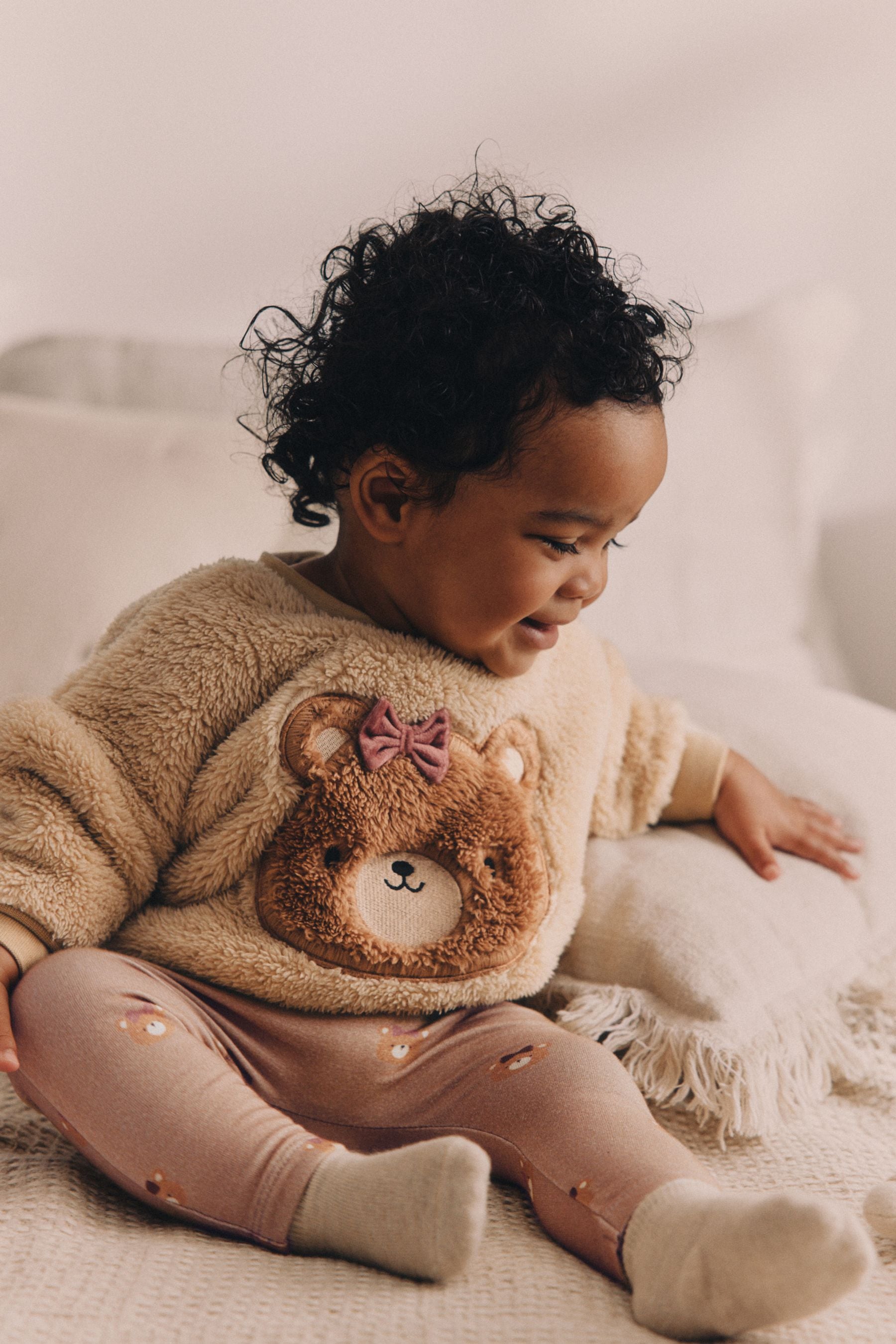 Caramel Brown Bear Fleece Jumper and Leggings 2 Piece Set