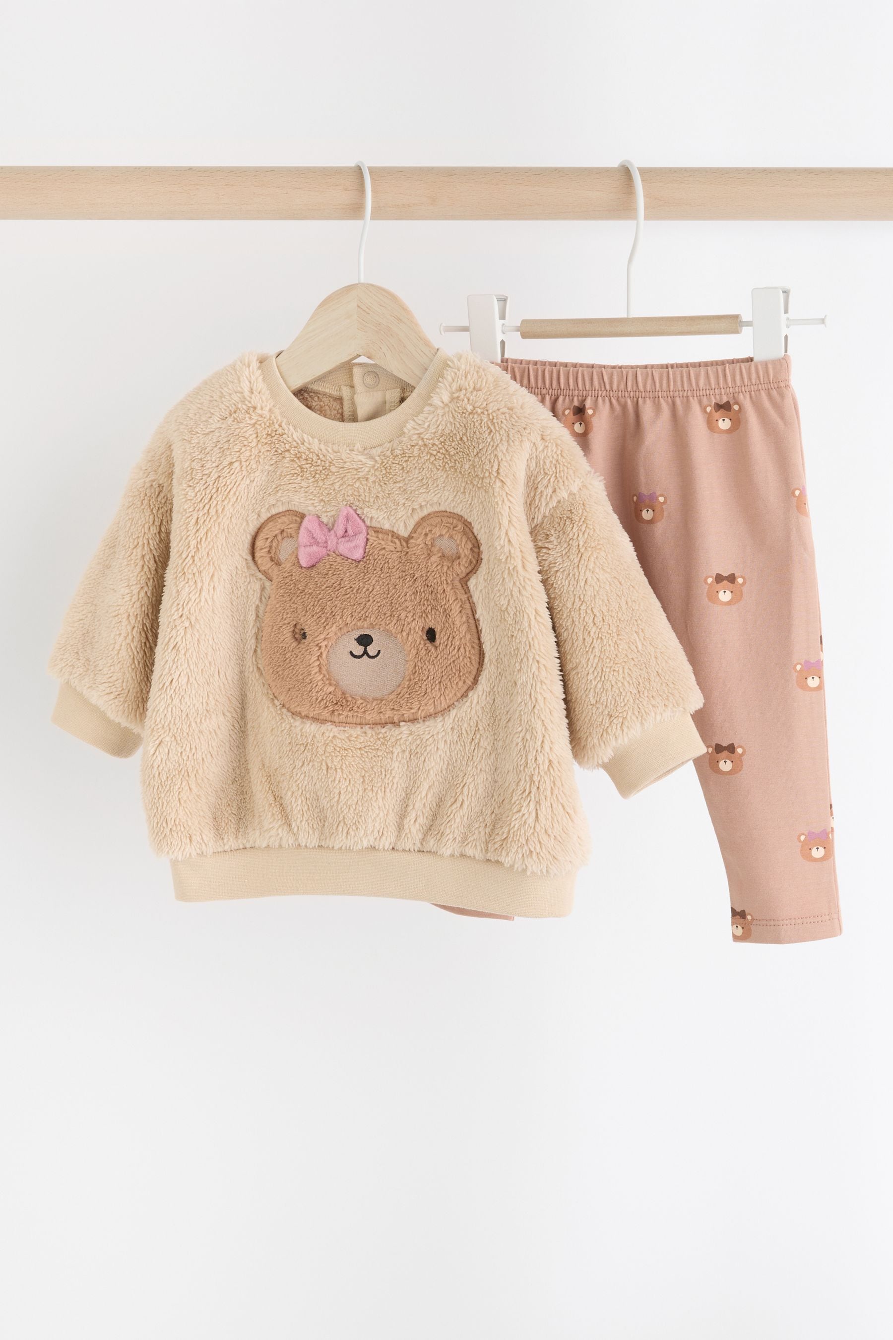 Caramel Brown Bear Fleece Jumper and Leggings 2 Piece Set