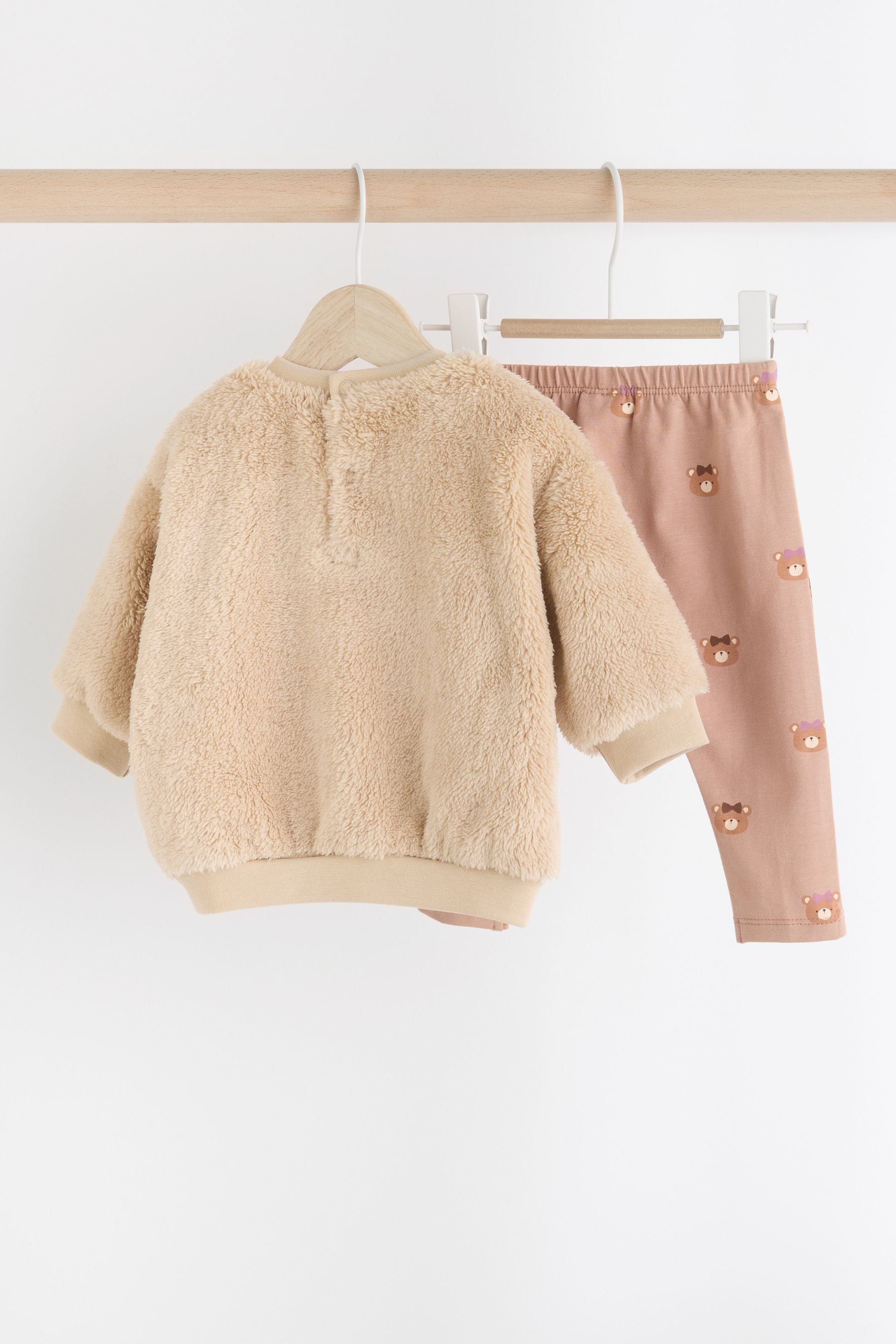 Caramel Brown Bear Fleece Jumper and Leggings 2 Piece Set