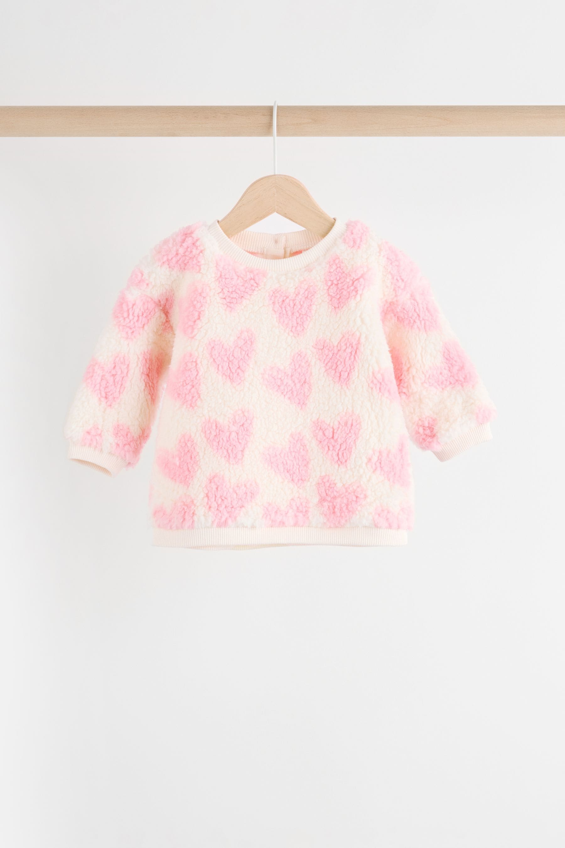 Pink/White Heart Print Fleece Jumper and Leggings 2 Piece Set