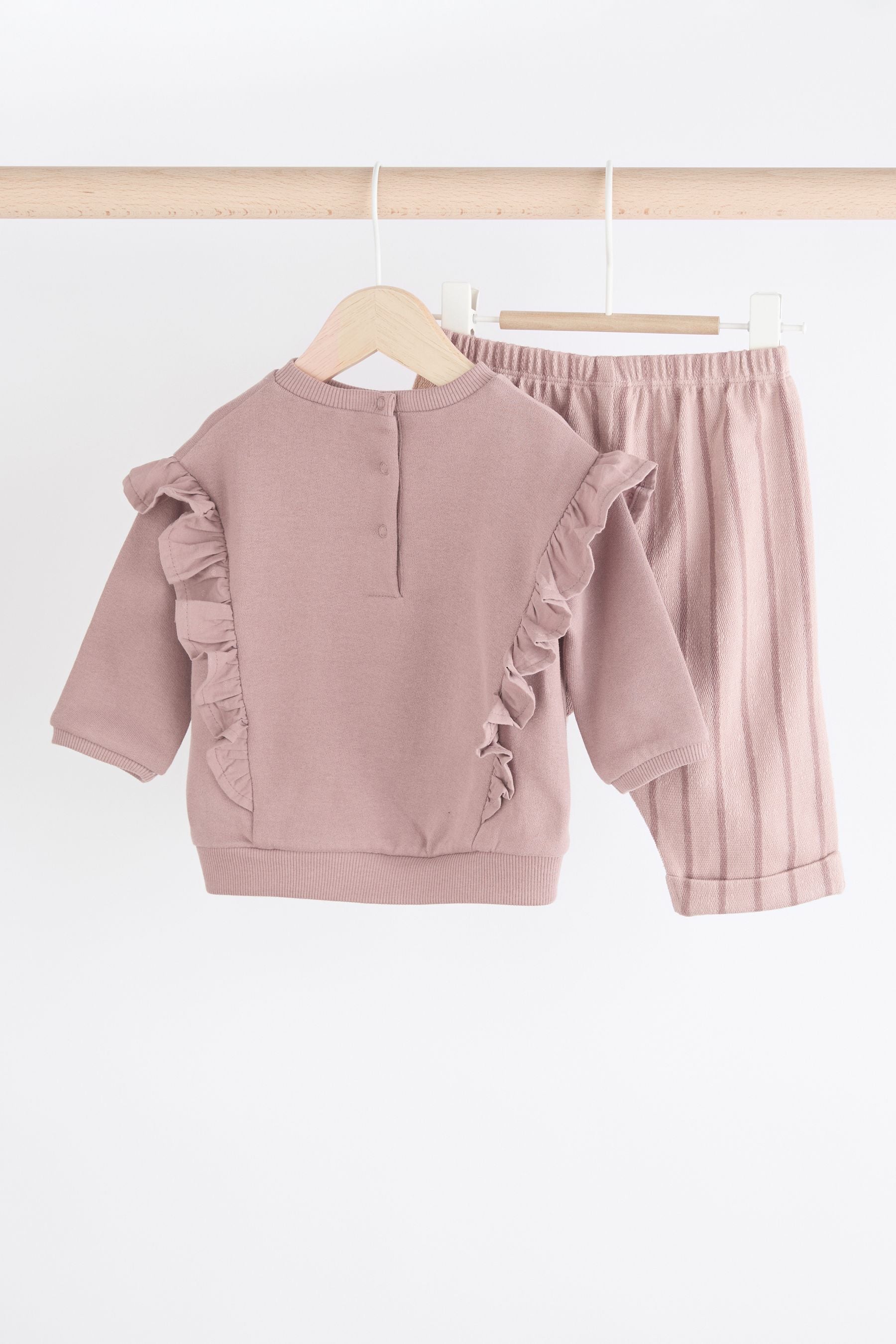 Mauve Purple Stripe Baby Sweatshirt And Wide Leg Trousers Set