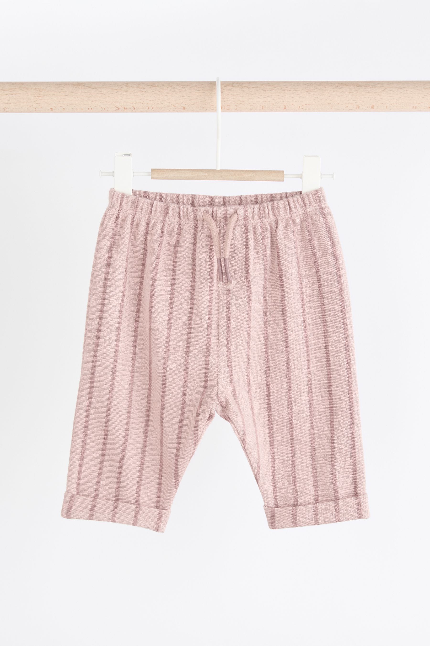 Mauve Purple Stripe Baby Sweatshirt And Wide Leg Trousers Set