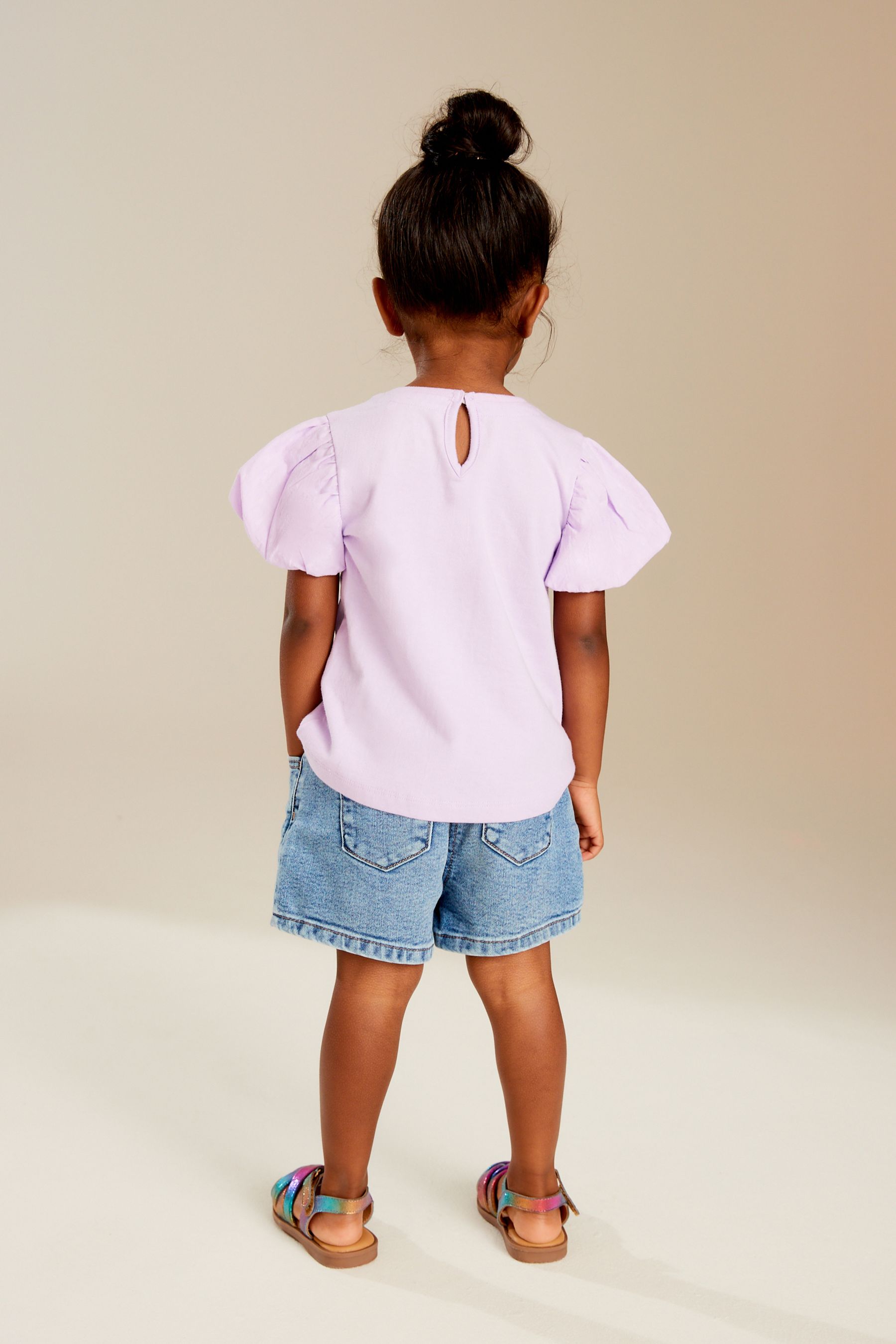 Lilac Purple Puff Short Sleeve 100% Cotton T-Shirt (3mths-7yrs)